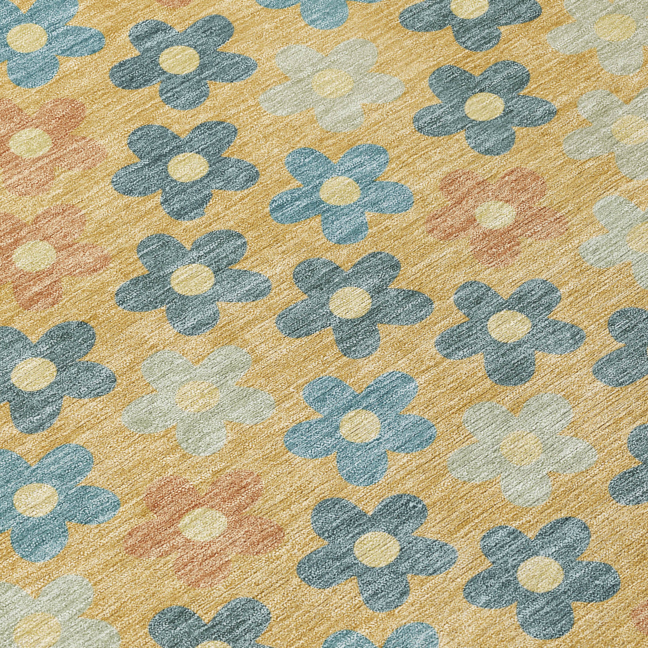 3' X 5' Gold And Copper Floral Washable Indoor Outdoor Area Rug - Sports & Outdoor
