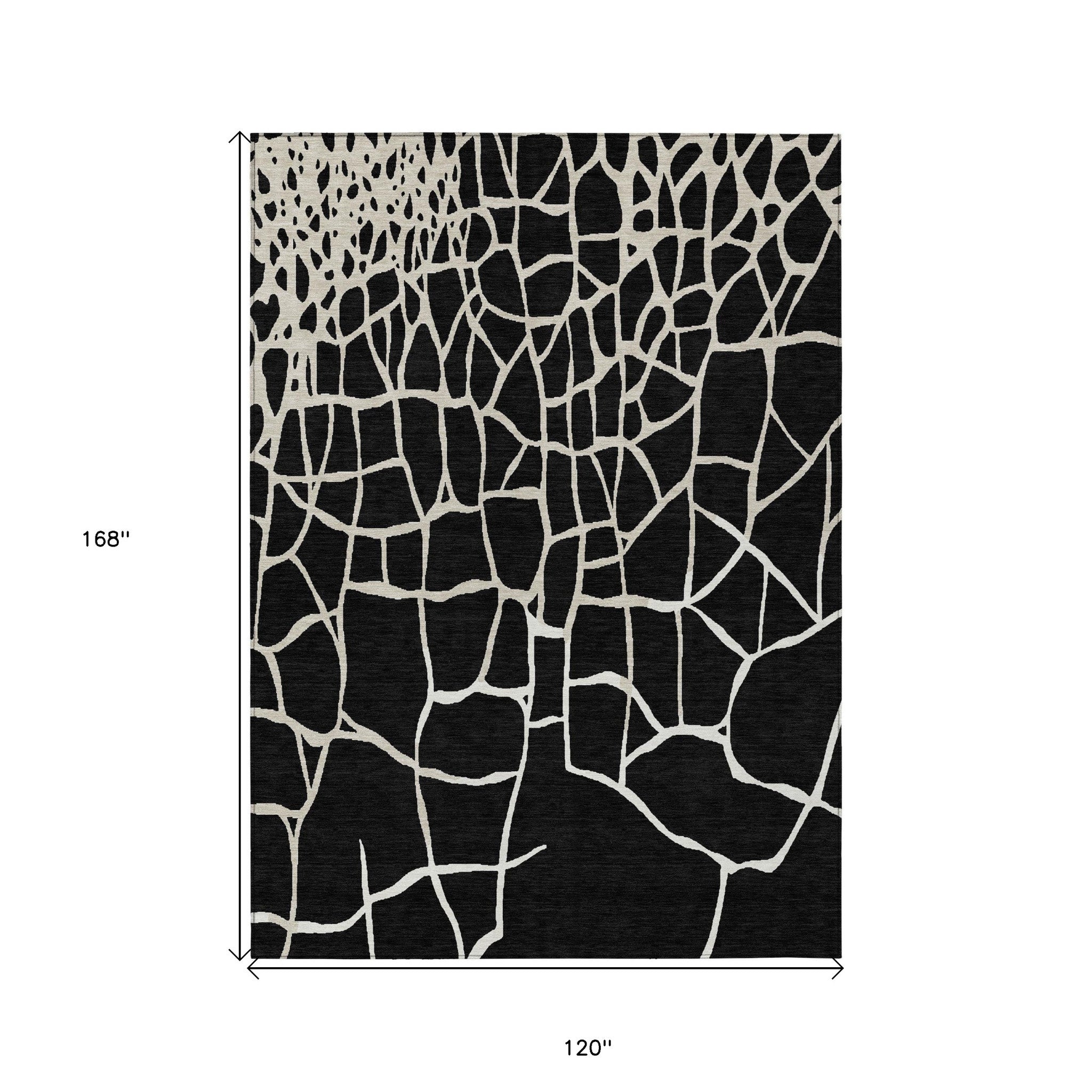 10' X 14' Black And Beige Abstract Washable Indoor Outdoor Area Rug - Sports & Outdoor