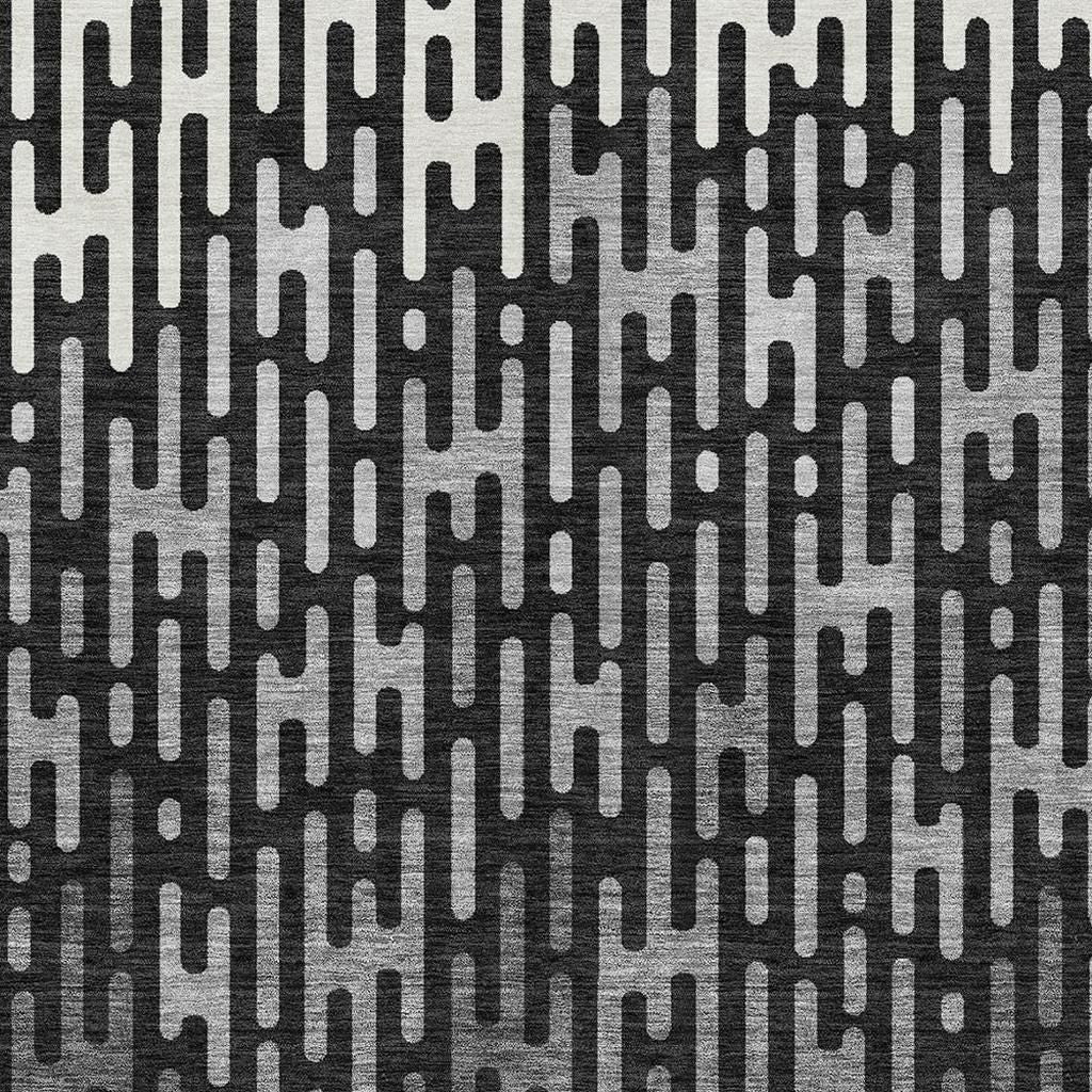 5' X 8' Black And Granite Gray Abstract Washable Indoor Outdoor Area Rug - Sports & Outdoor