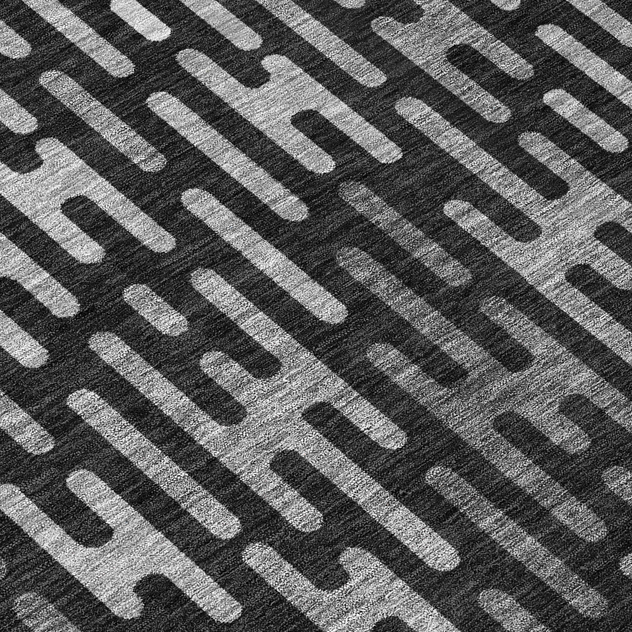 5' X 8' Black And Granite Gray Abstract Washable Indoor Outdoor Area Rug - Sports & Outdoor