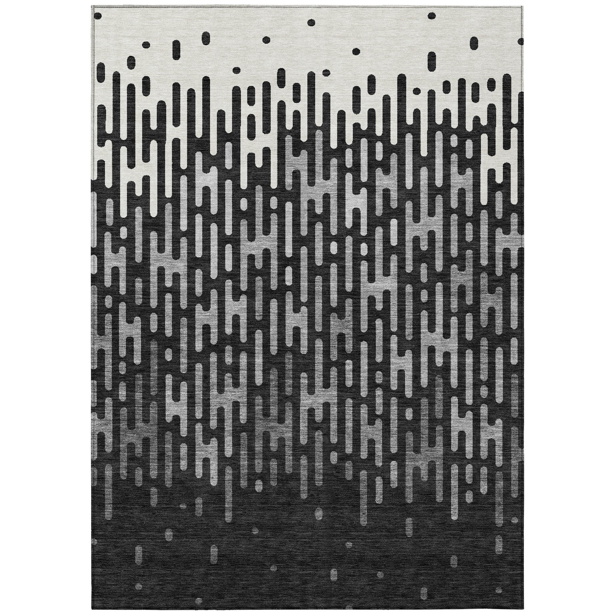5' X 8' Black And Granite Gray Abstract Washable Indoor Outdoor Area Rug - Sports & Outdoor