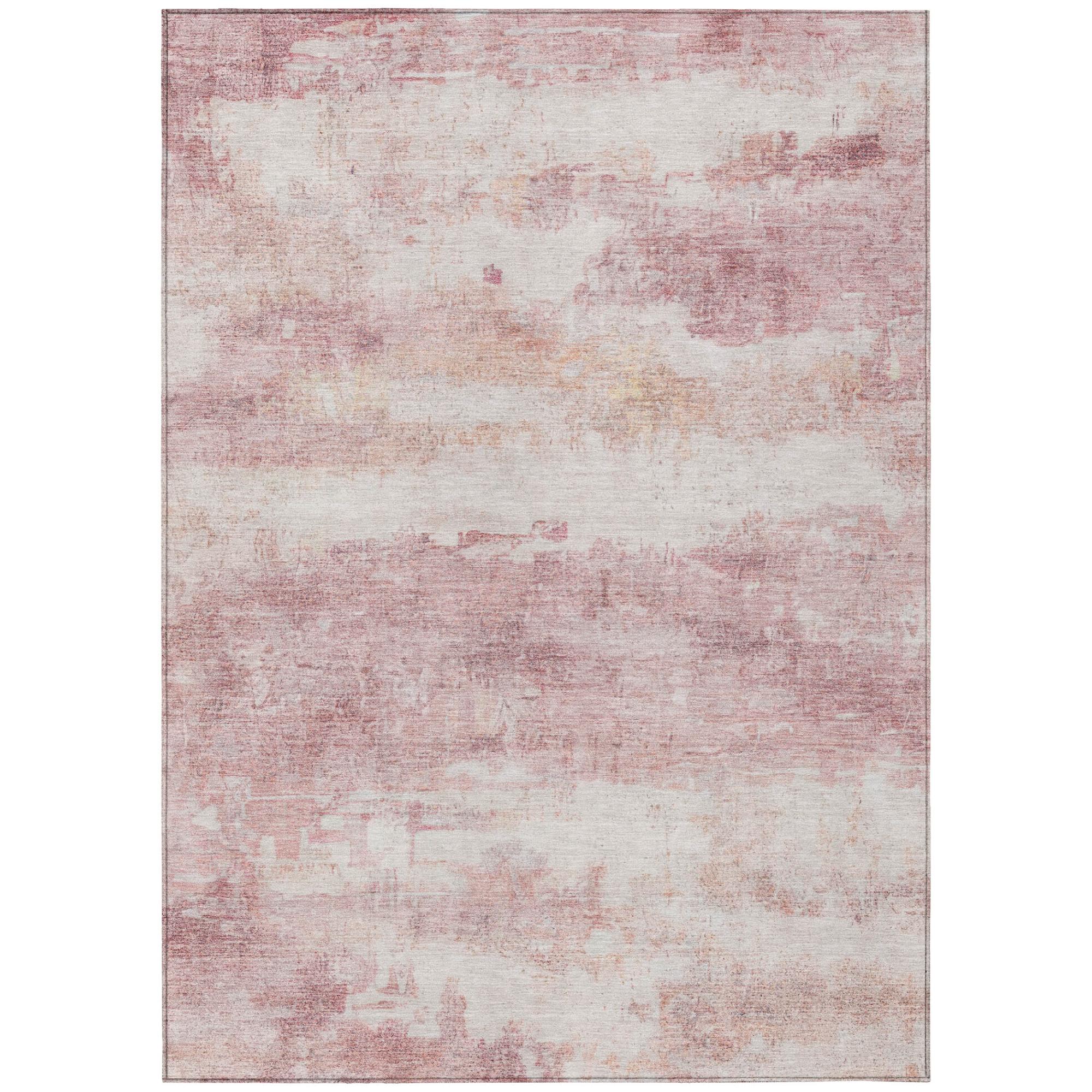 3' X 5' Pink And Tan Abstract Washable Indoor Outdoor Area Rug - Sports & Outdoor
