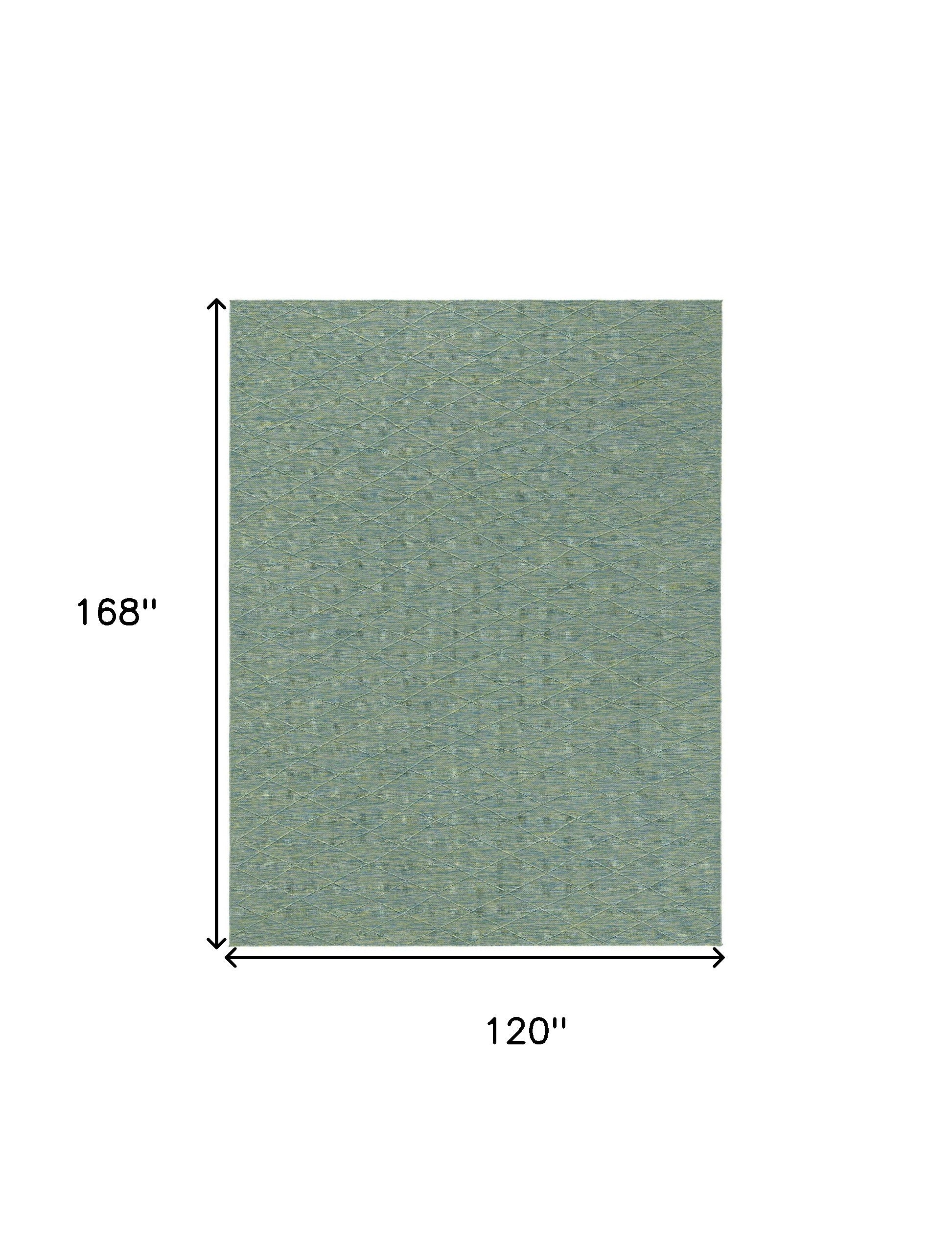 10' X 14' Blue And Green Geometric Indoor Outdoor Area Rug - Sports & Outdoor