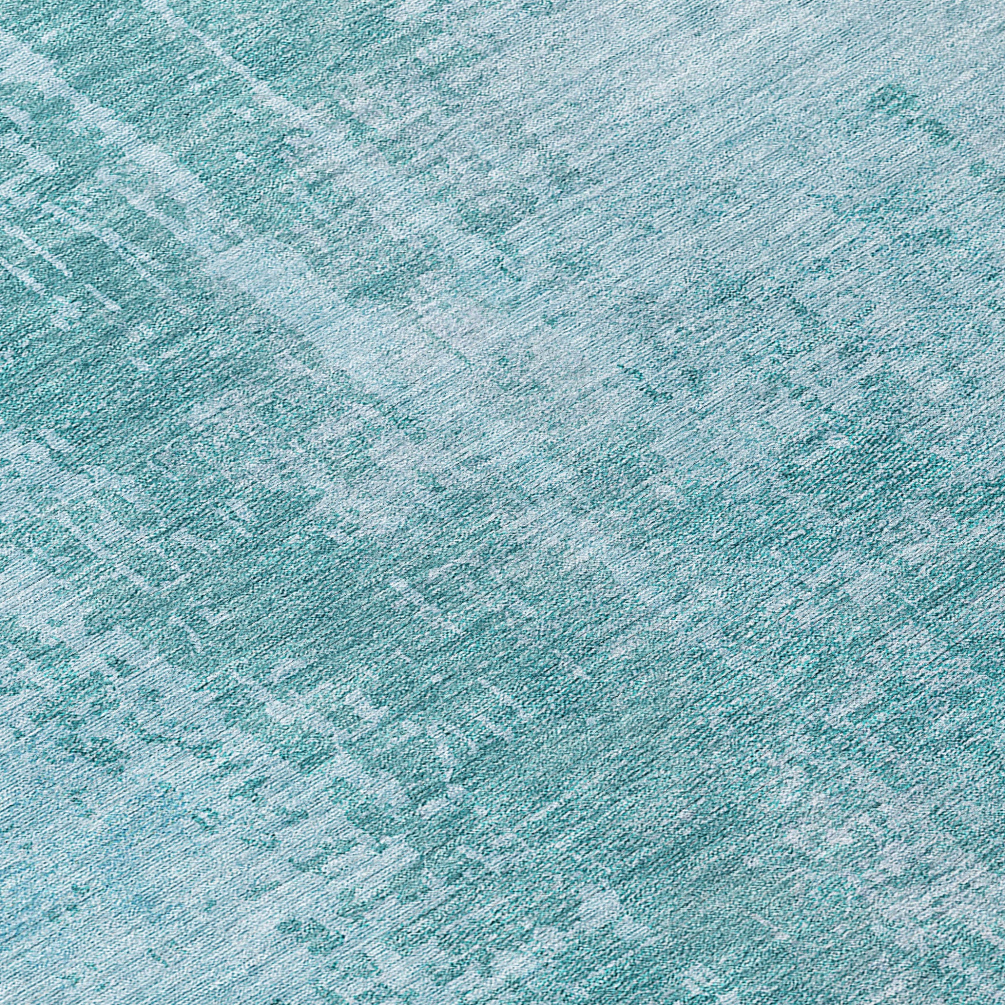 3' X 5' Aqua Teal Blue And Gray Abstract Washable Indoor Outdoor Area Rug - Sports & Outdoor