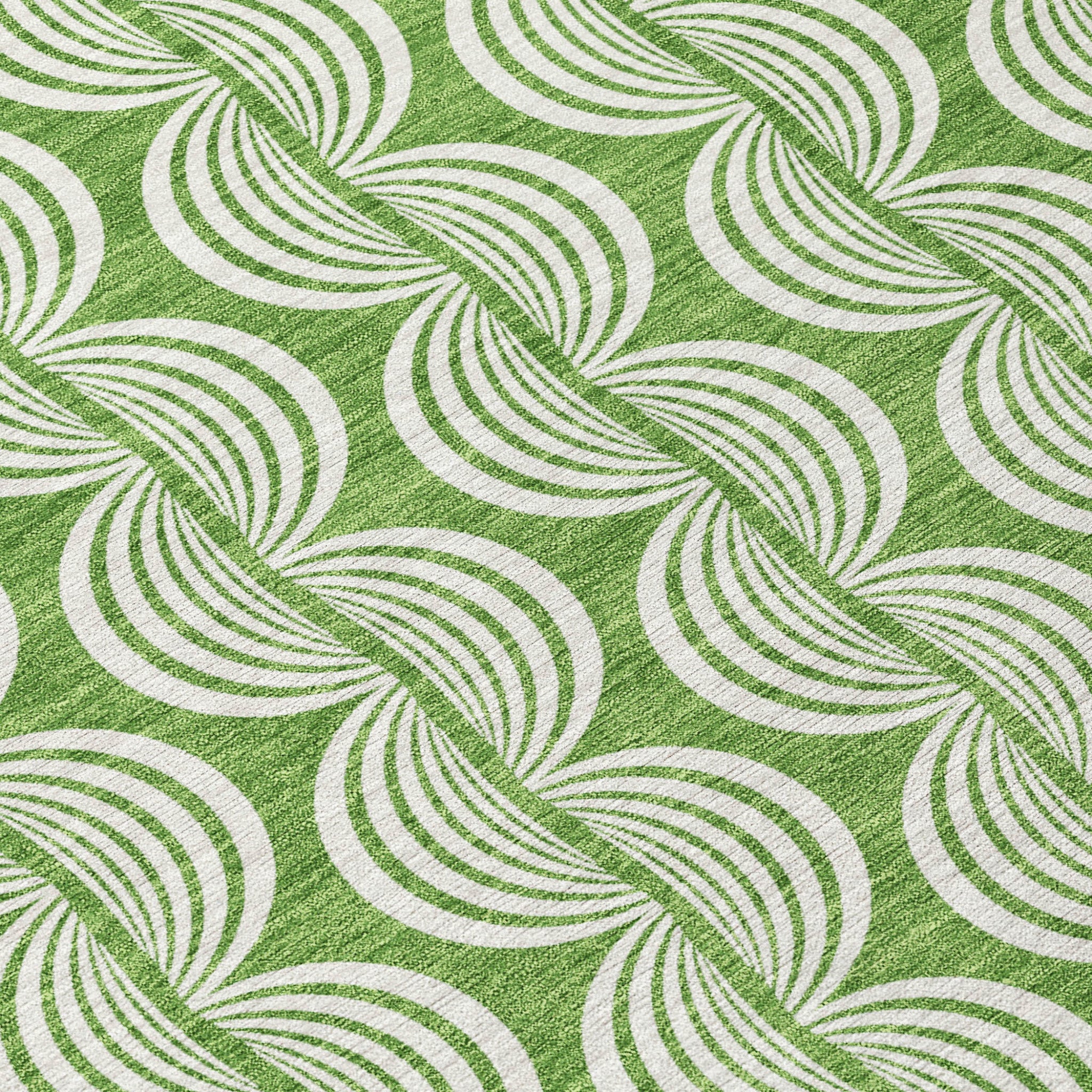 3' X 5' Green And Ivory Ogee Washable Indoor Outdoor Area Rug - Sports & Outdoor
