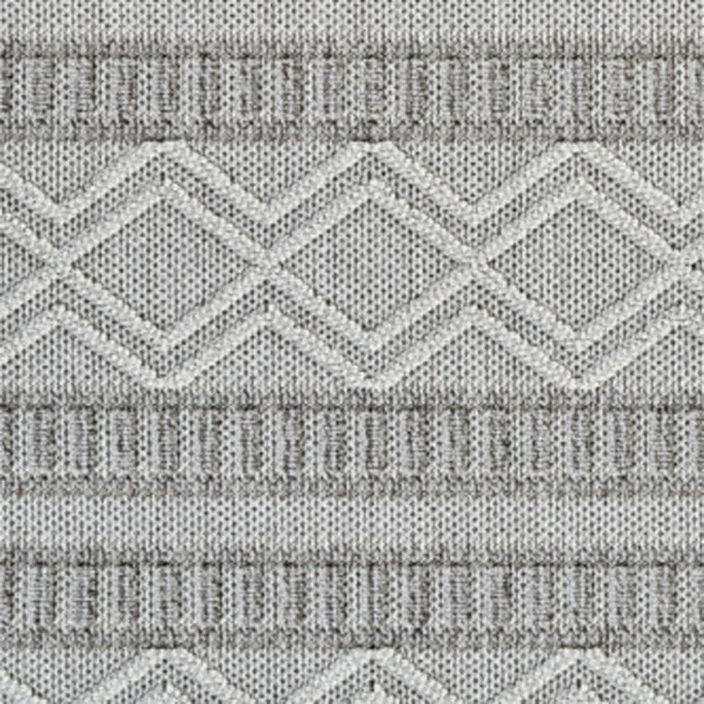 5' X 8' Beige And Gray Striped Distressed Indoor Outdoor Area Rug - Outdoor