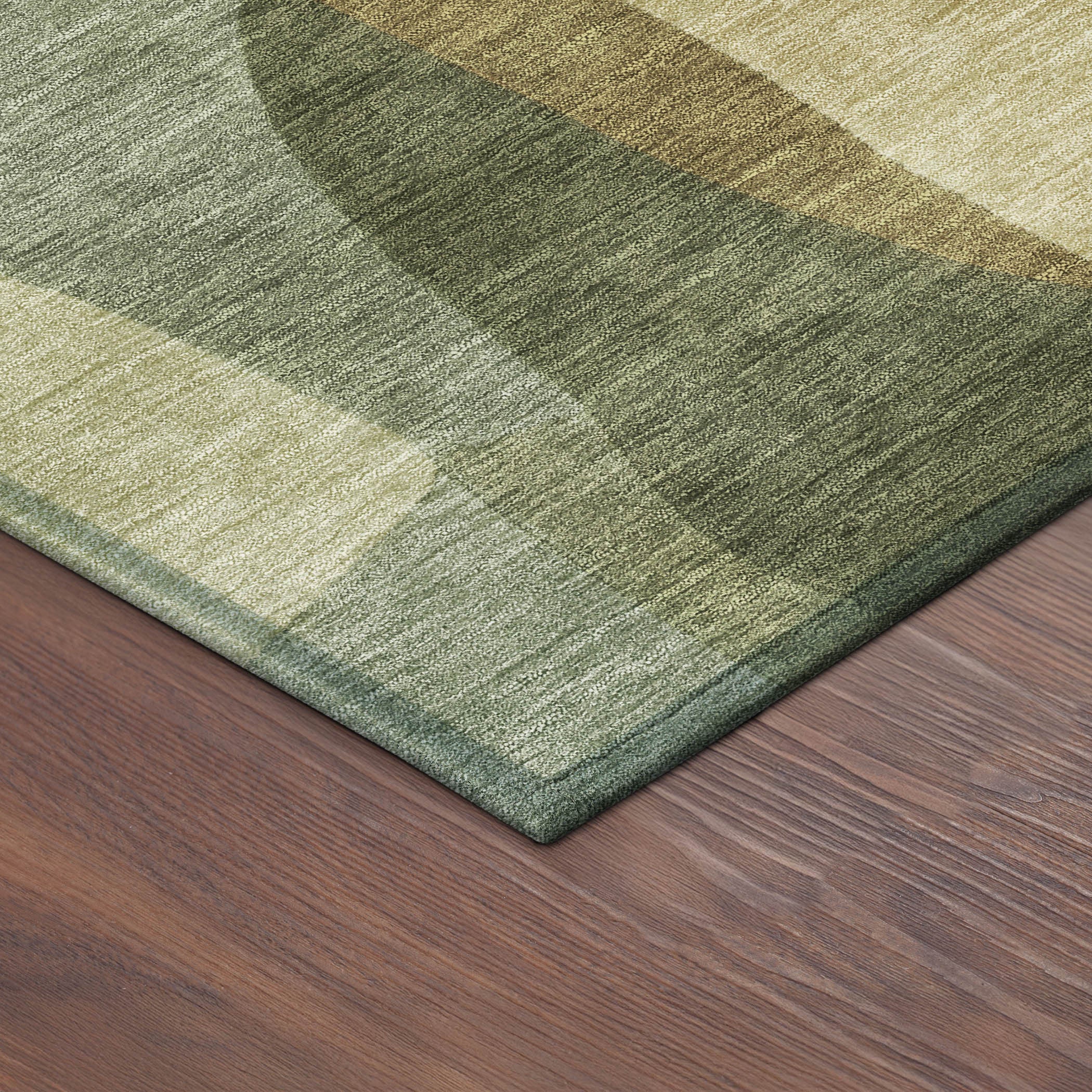 10' X 14' Fern Green And Gold Abstract Washable Indoor Outdoor Area Rug - Sports & Outdoor