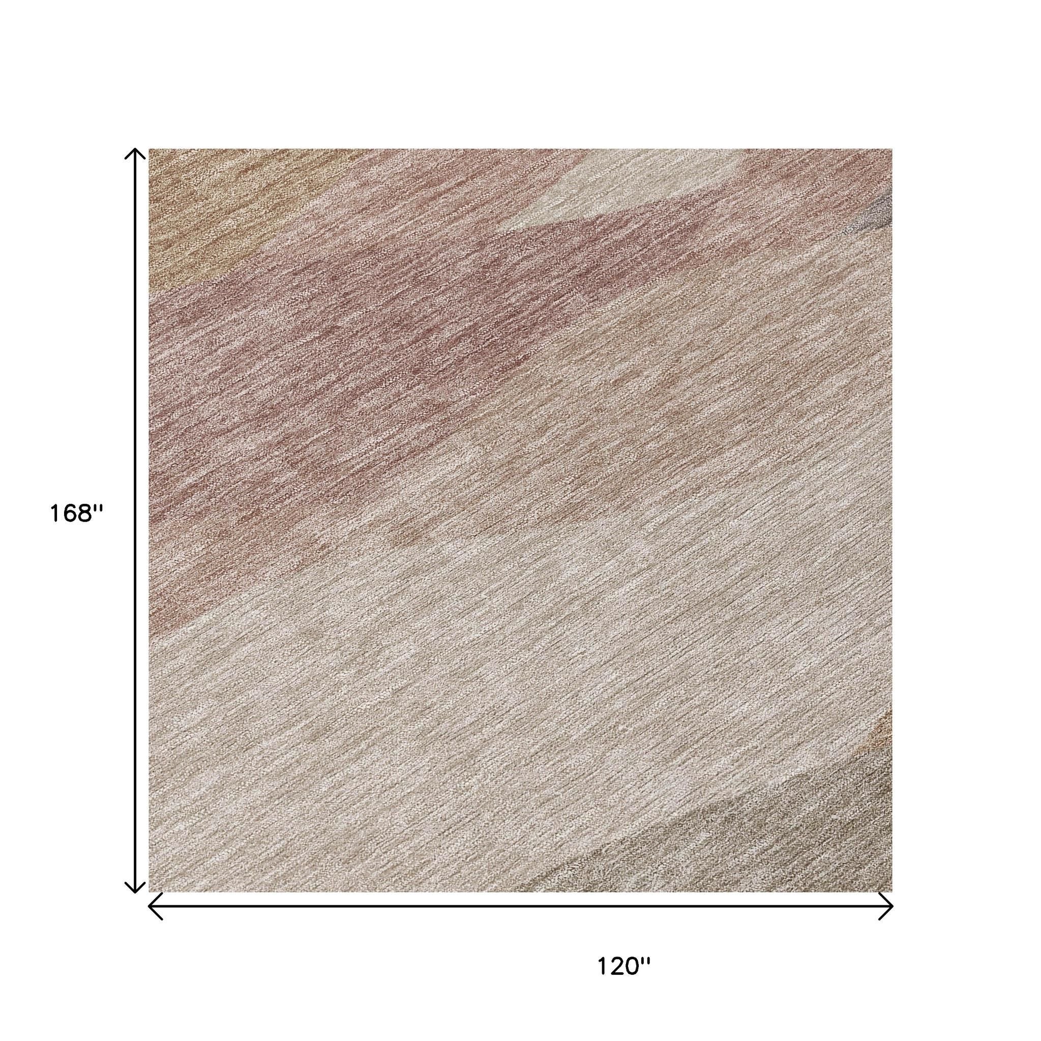 10' X 14' Coffee And Gray Abstract Washable Indoor Outdoor Area Rug - Sports & Outdoor