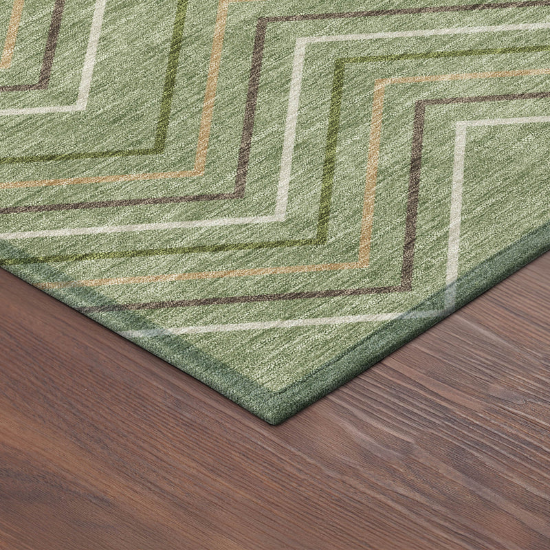 10' X 14' Green Ivory And Brown Geometric Washable Indoor Outdoor Area Rug - Sports & Outdoor