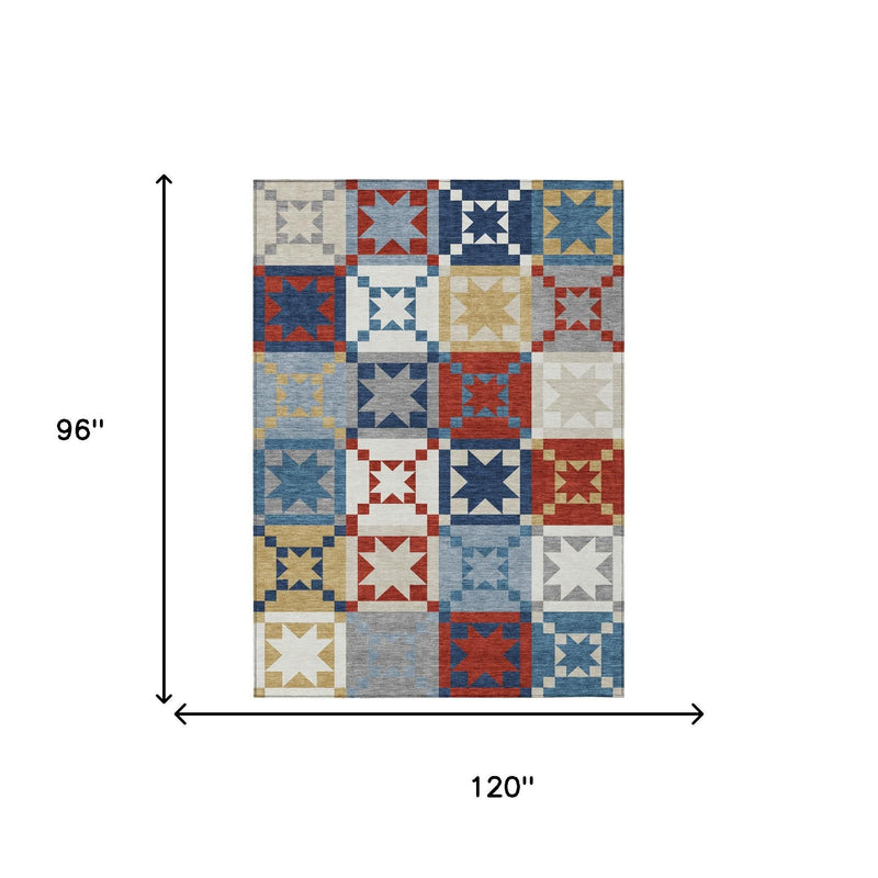 Patchwork area rug size shown: 120 in wide by 96 in long.