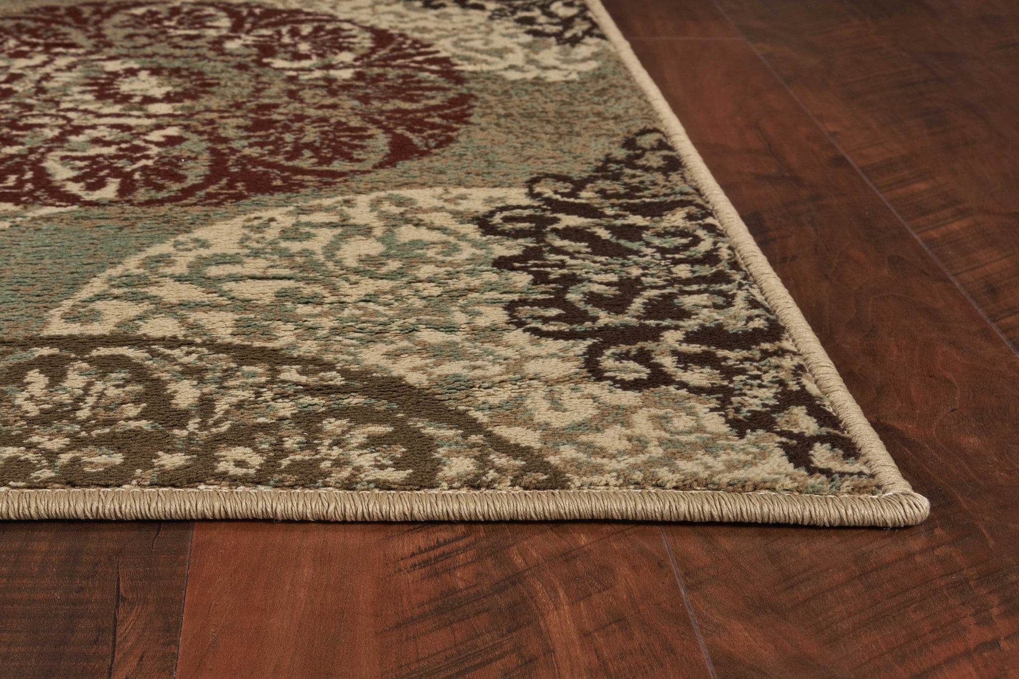 5' X 8' Sage Brown And Ivory Floral Medallion Area Rug - Home Decor