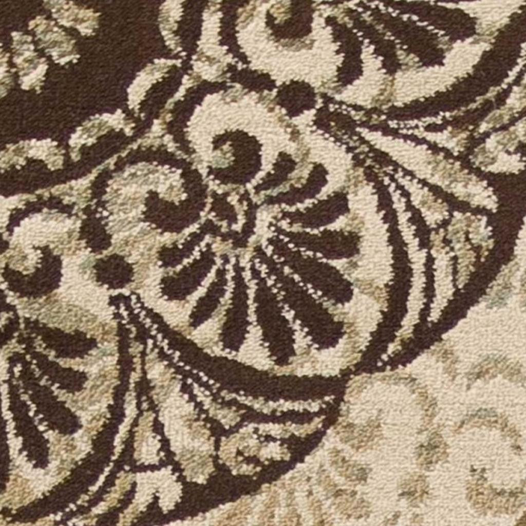 5' X 8' Sage Brown And Ivory Floral Medallion Area Rug - Home Decor