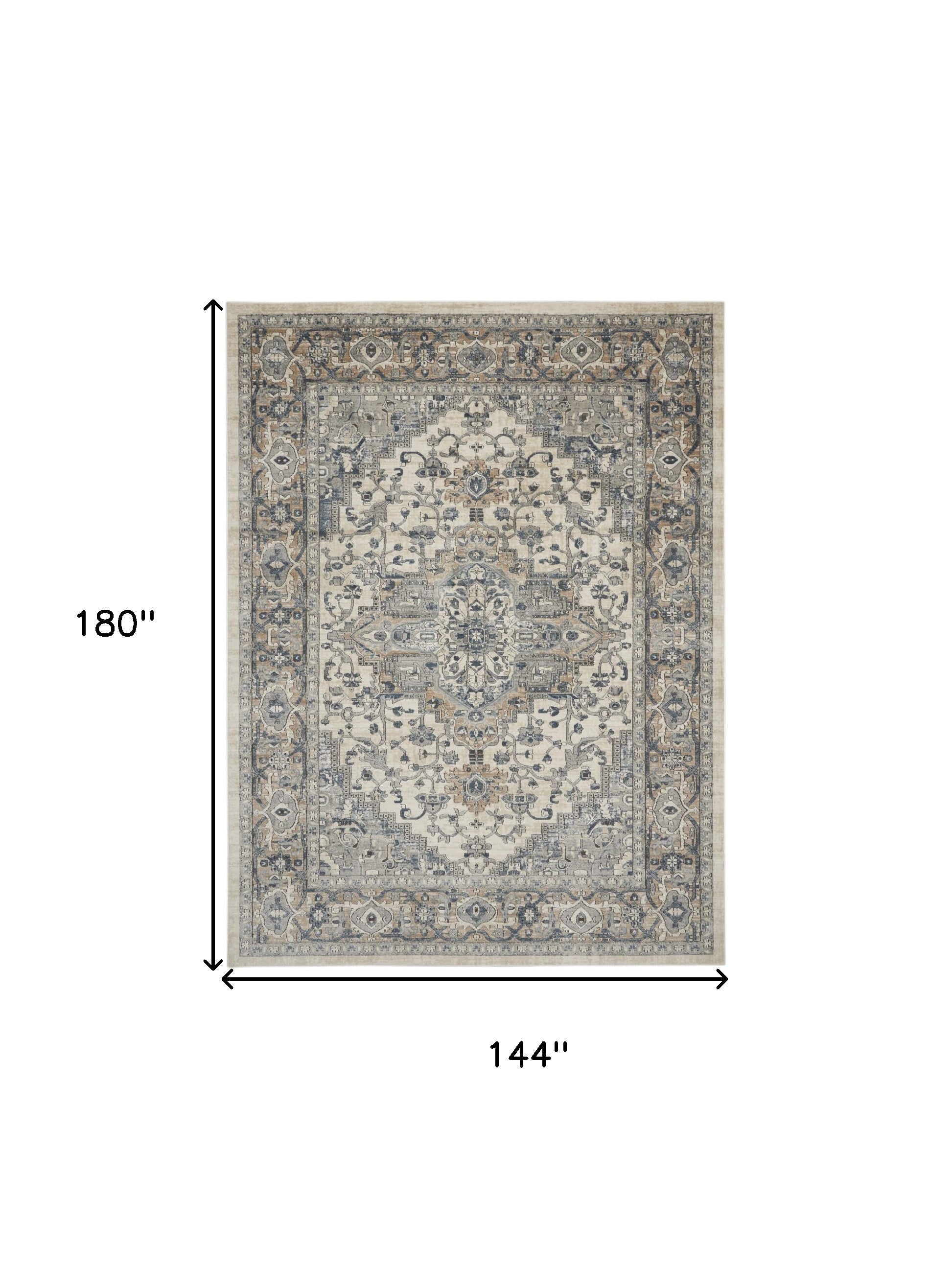12' X 15' Ivory and Gray Medallion Power Loom Area Rug - Home & Garden