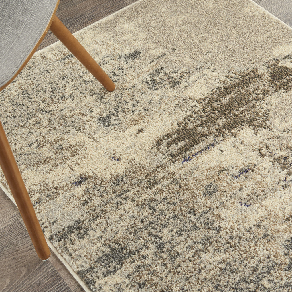 3' X 5' Ivory And Grey Abstract Power Loom Non Skid Area Rug - Home Decor
