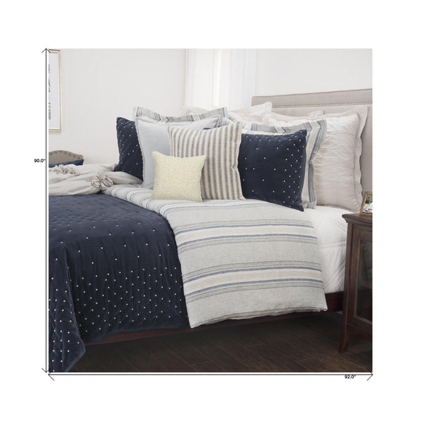 Indigo Polka Dots Queen Quilt - Bed & Bath