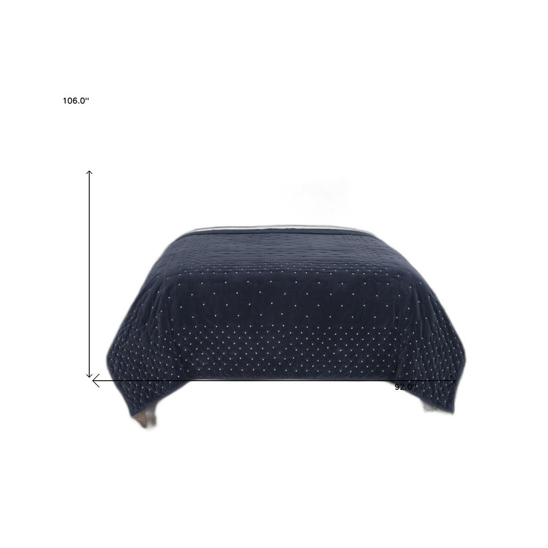 Indigo Polka Dots King Quilt - Bed & Bath
