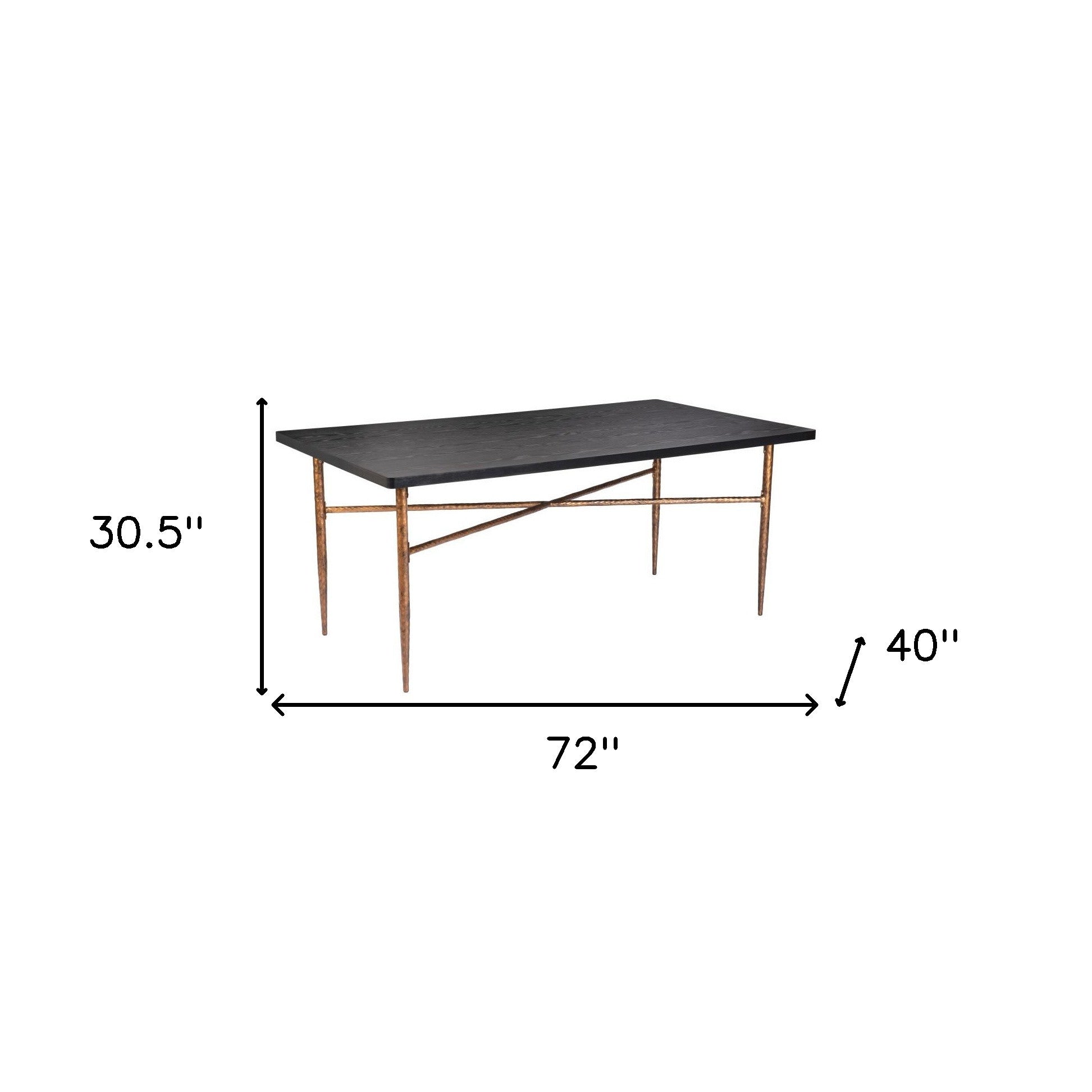 72" Black and Bronze Wood and Steel Dining Table - Kitchen & Dining