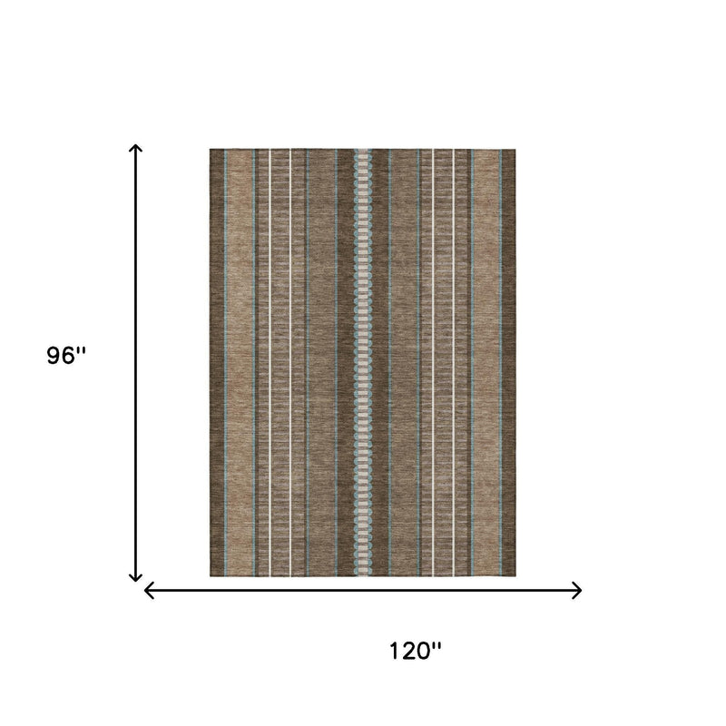 Striped area rug sizing diagram, showing 120 in width and 96 in height