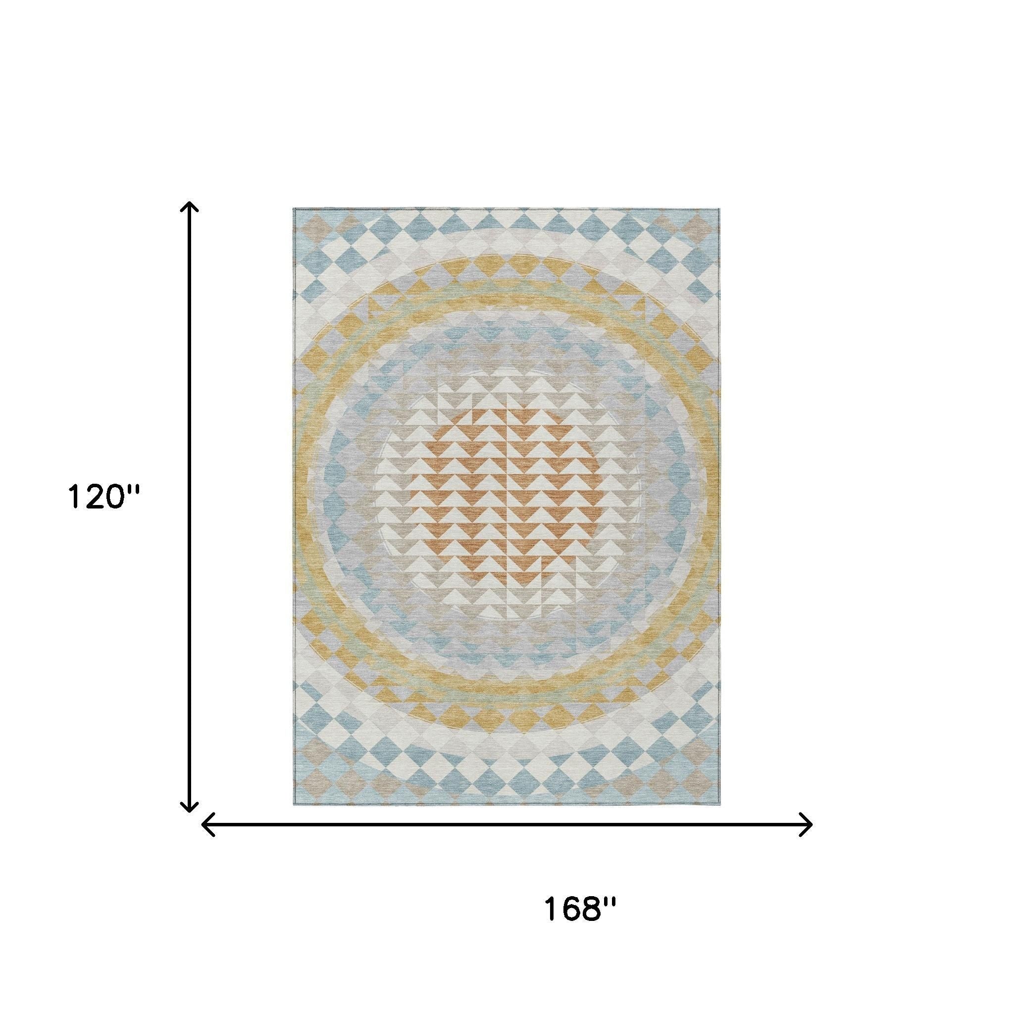 10' X 14' Ivory And Plum Geometric Washable Indoor Outdoor Area Rug - Sports & Outdoor