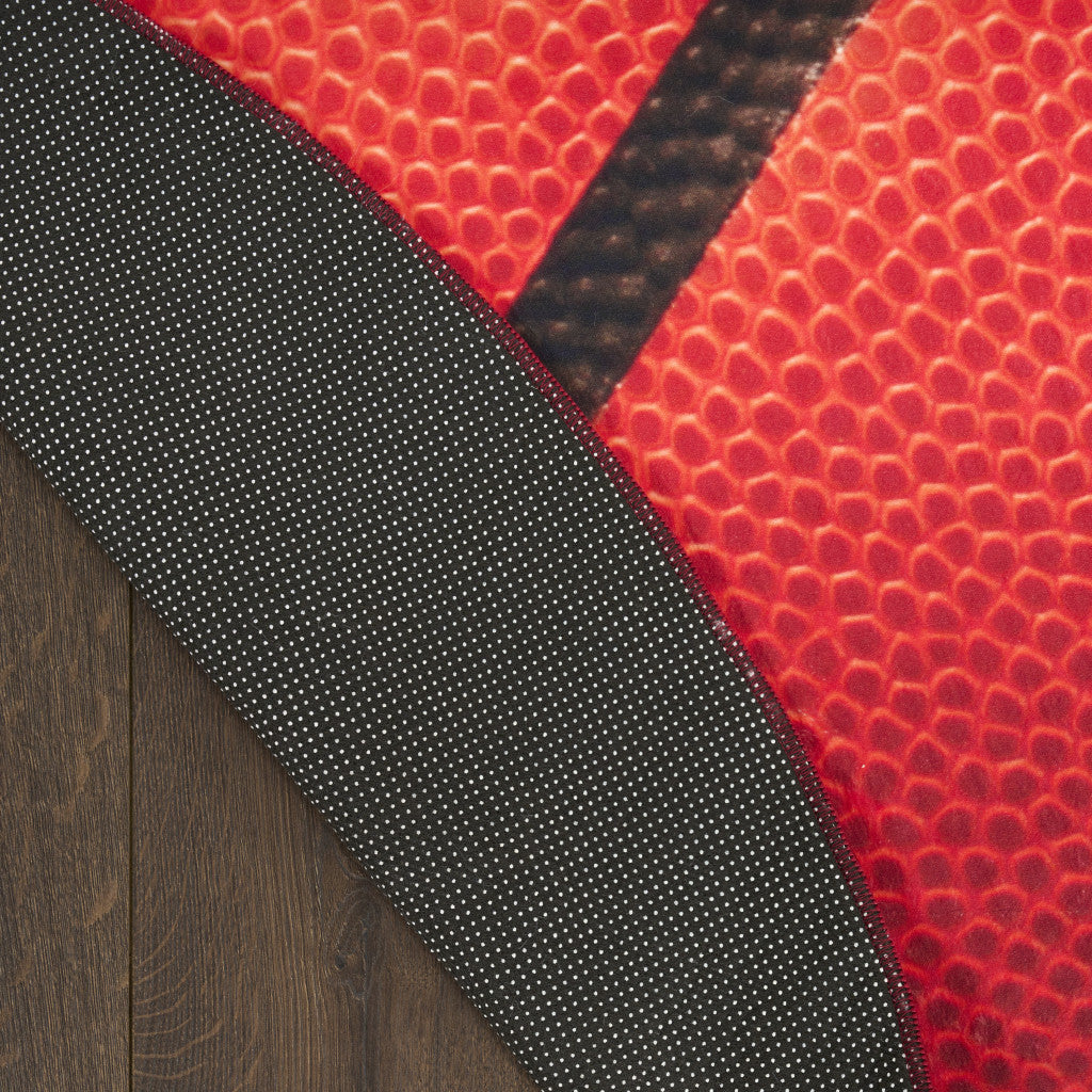 5' Black And Orange Basketball Youthful Washable Round Rug - Home & Garden