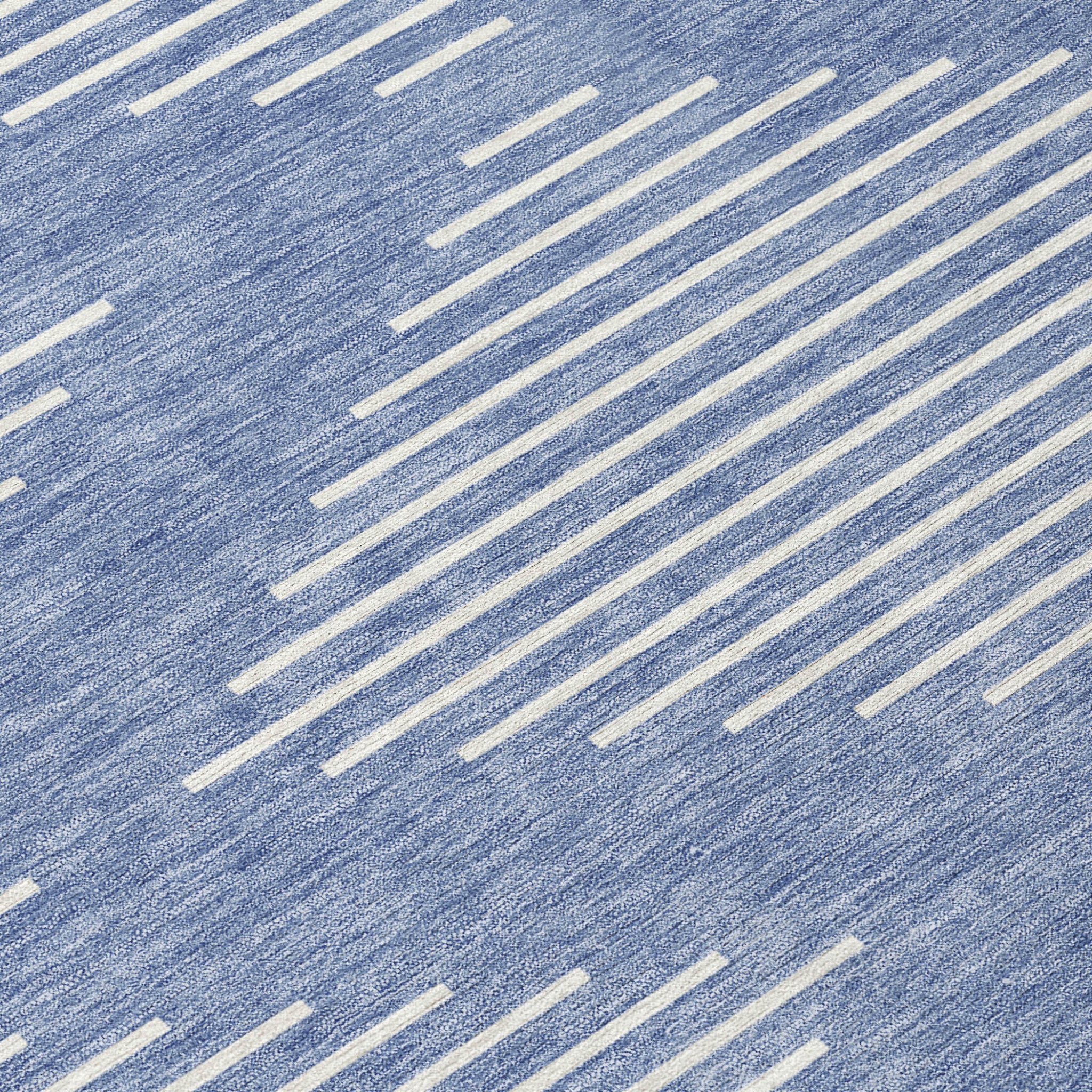 9' X 12' Denim Blue And Ivory Geometric Washable Indoor Outdoor Area Rug - Outdoor