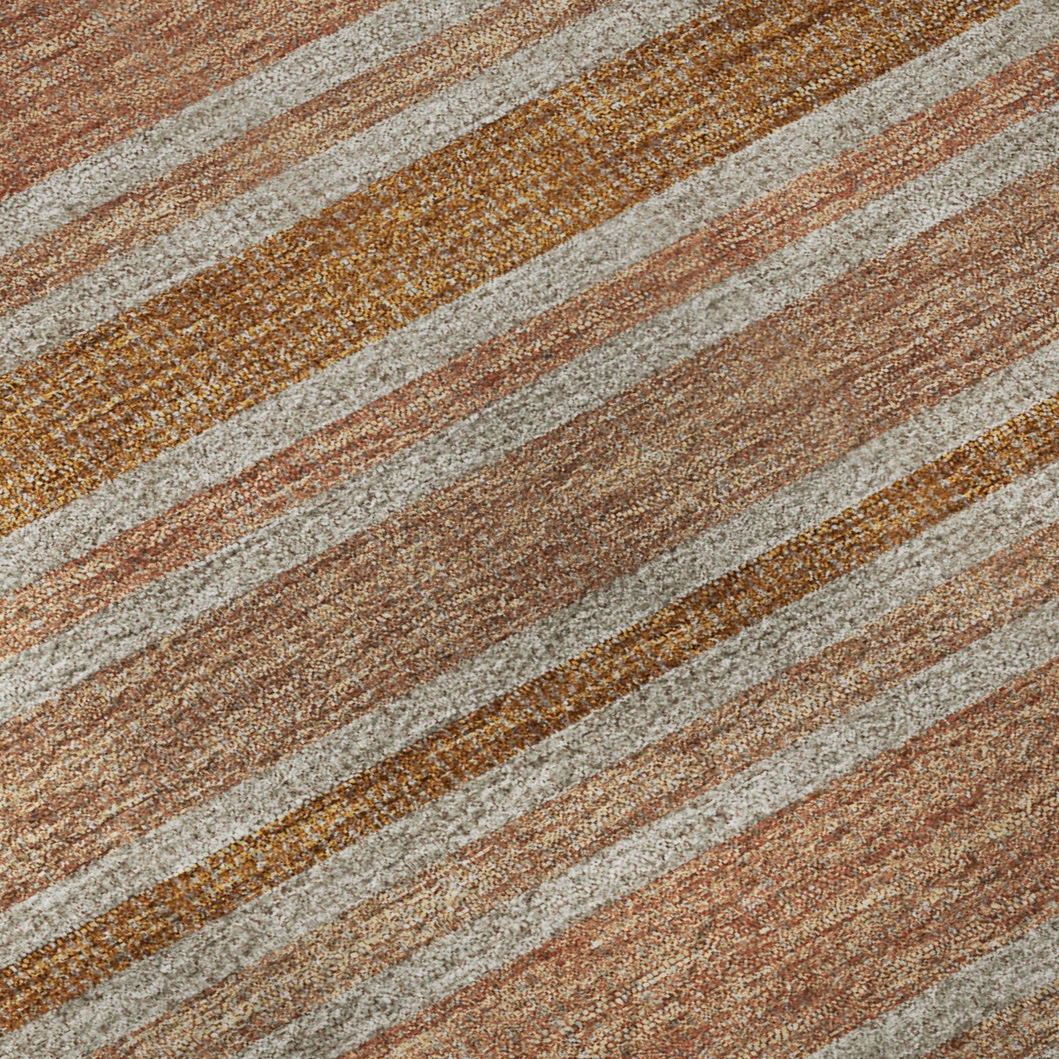 5' X 8' Rust And Beige Striped Washable Area Rug With UV Protection - Home & Garden