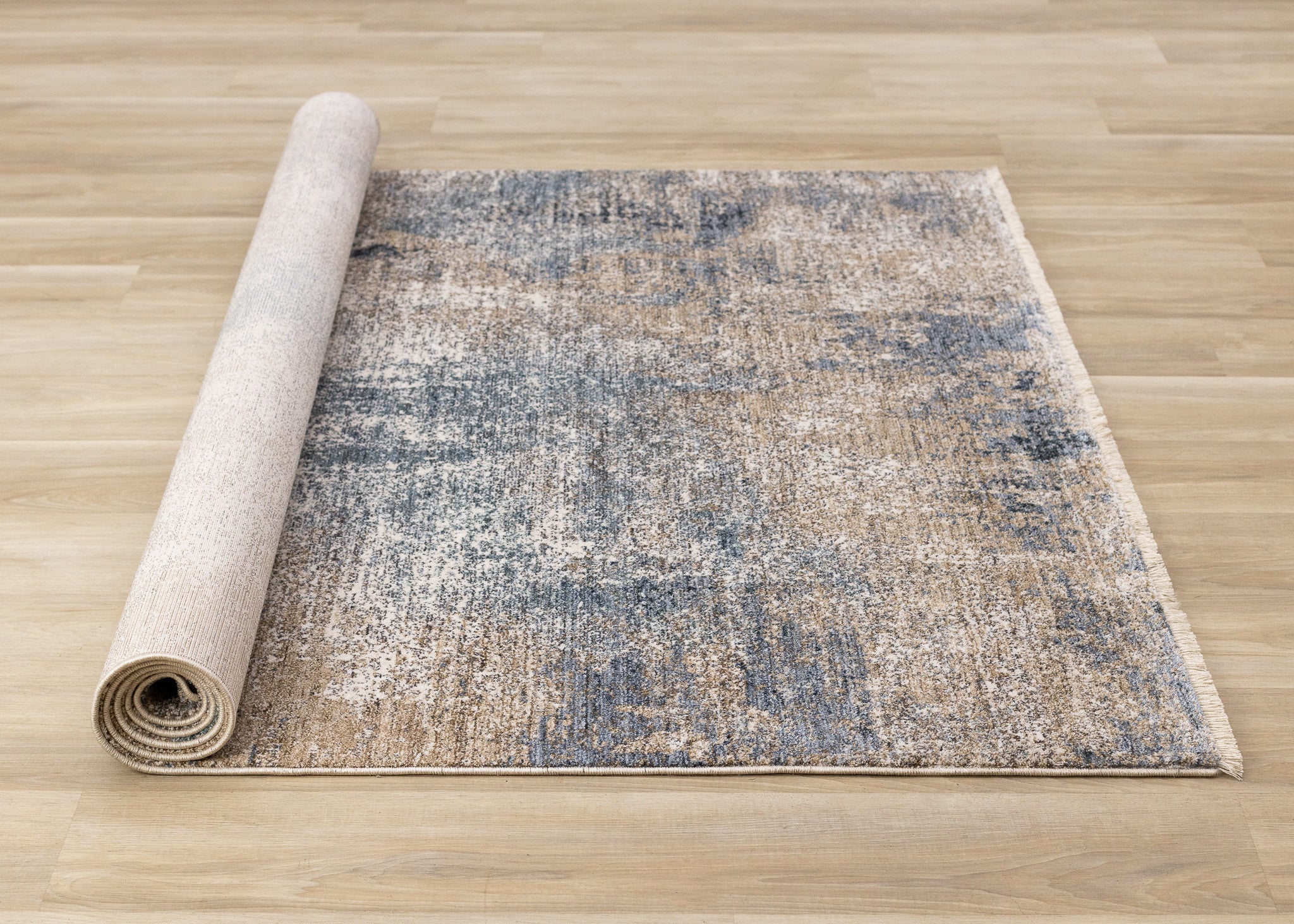 8' X 10' Beige And Blue Abstract Area Rug - Home & Garden