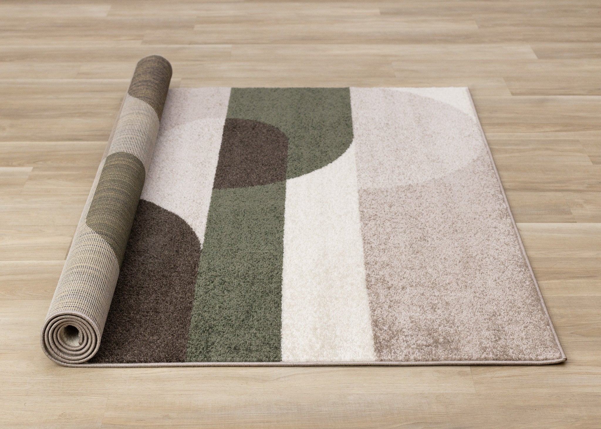 5' X 8' Cream Green And Brown Geometric Area Rug - Home & Garden