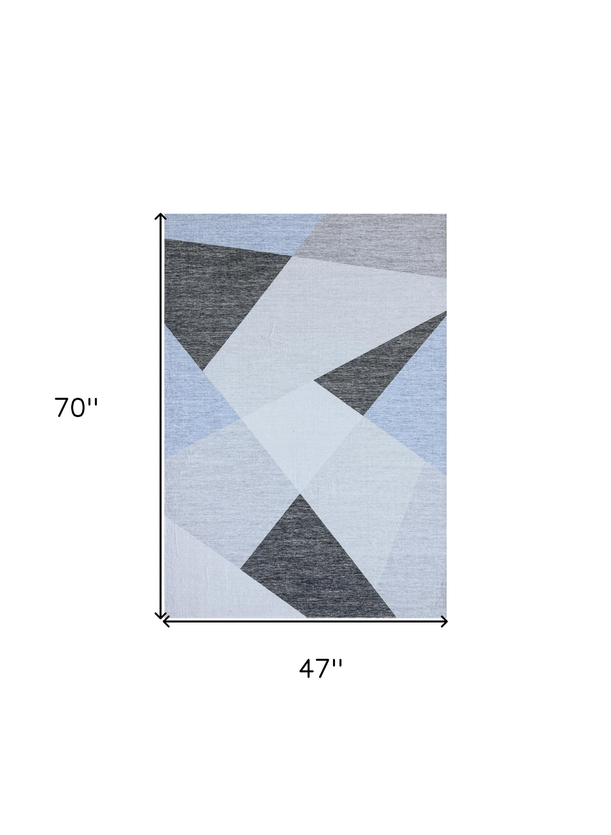 4' X 6' Blue and Gray Geometric Area Rug - Home & Garden
