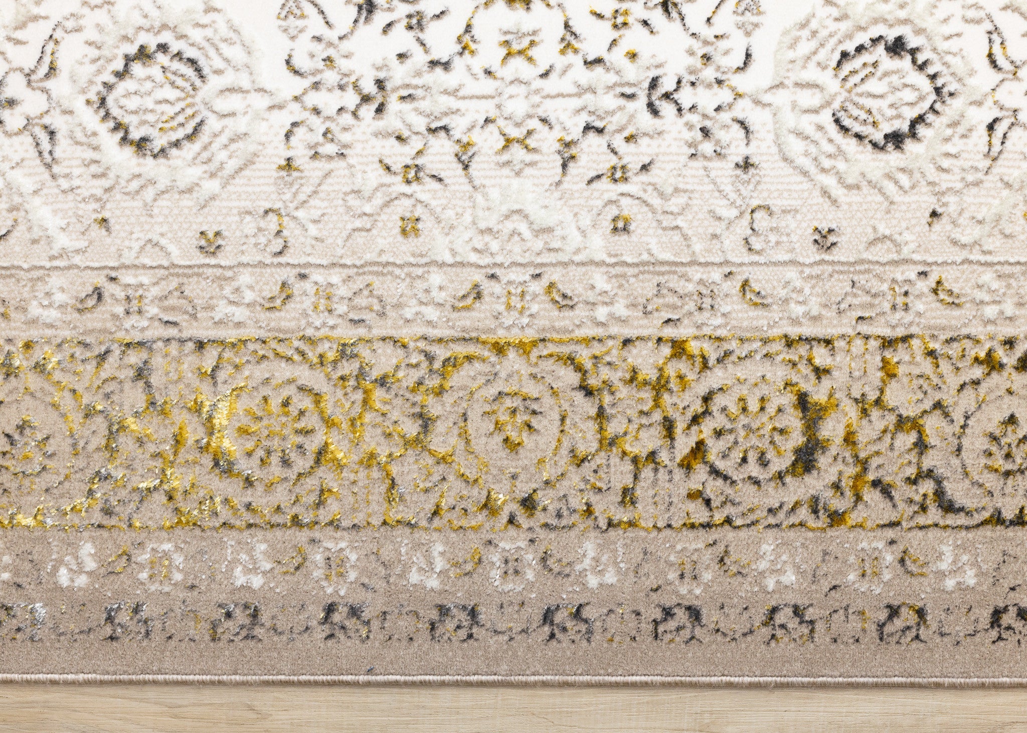 8' X 11' Cream Black And Tan Medallion Area Rug - Home & Garden
