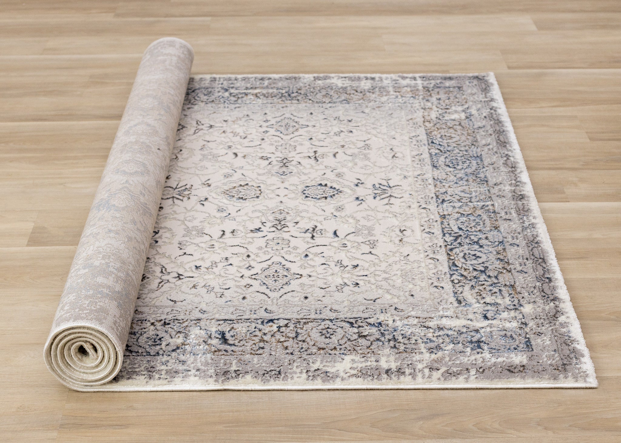 5' X 8' Cream Blue And Gray Medallion Area Rug - Home & Garden