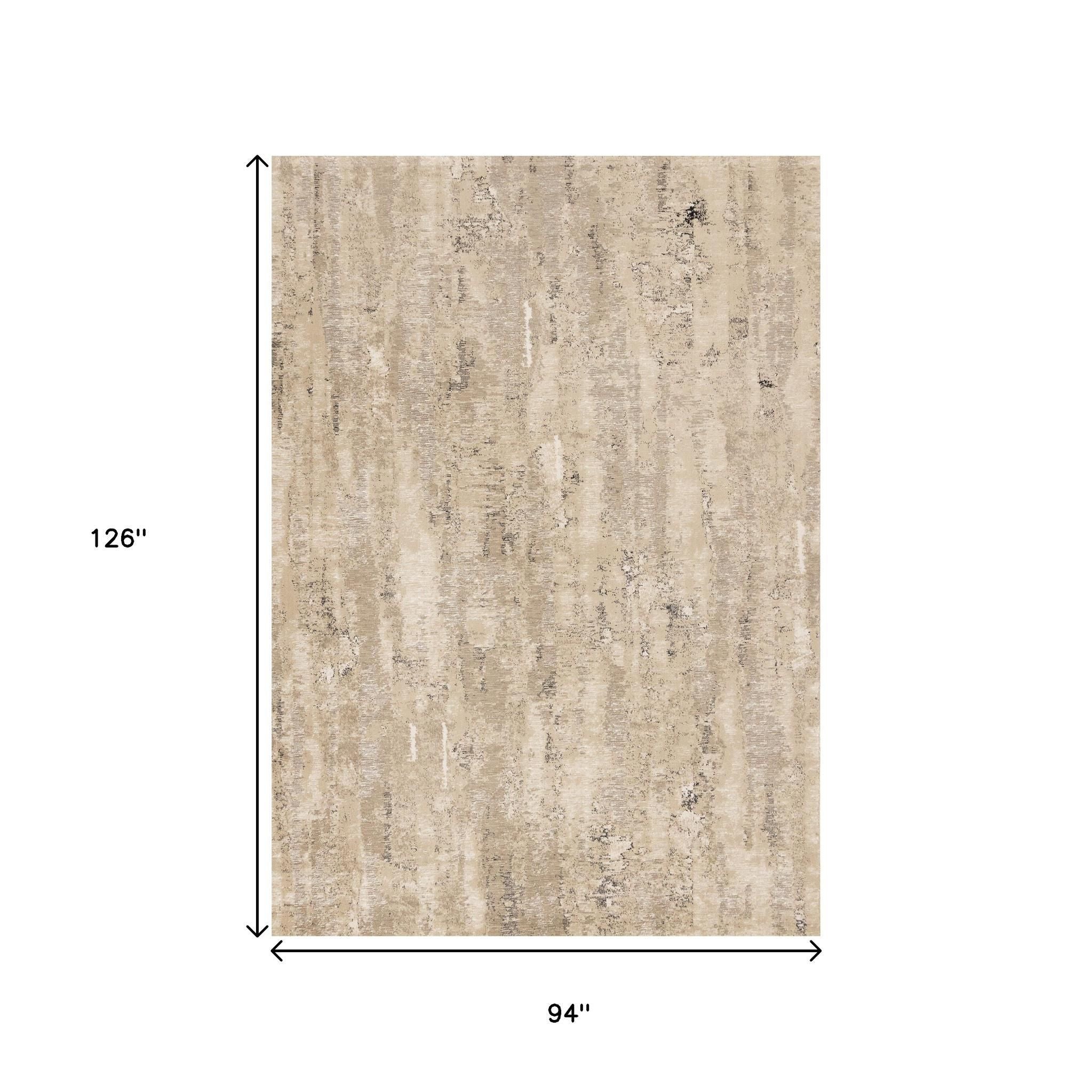 8' X 11' Beige And Black Area Rug - Home & Garden