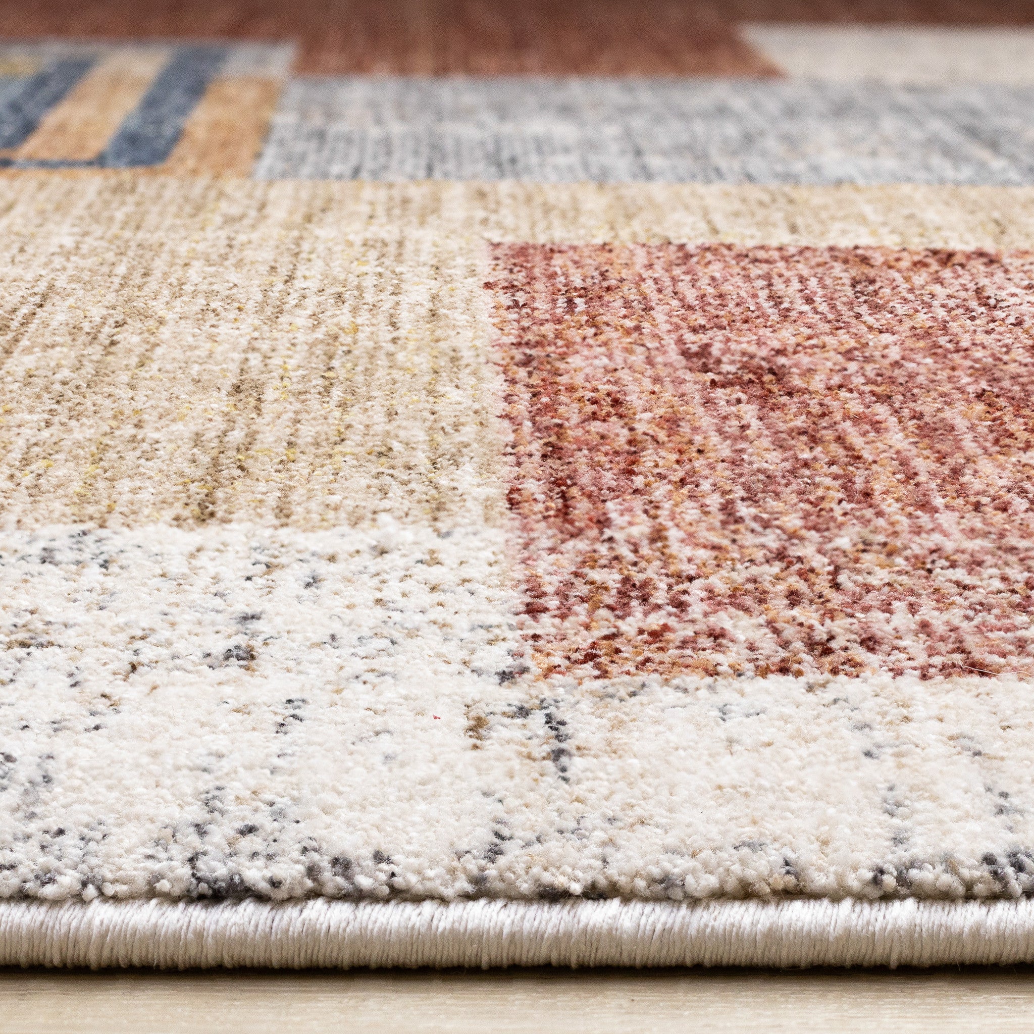 5' X 8' Cream Blue And Brown Geometric Area Rug - Home & Garden