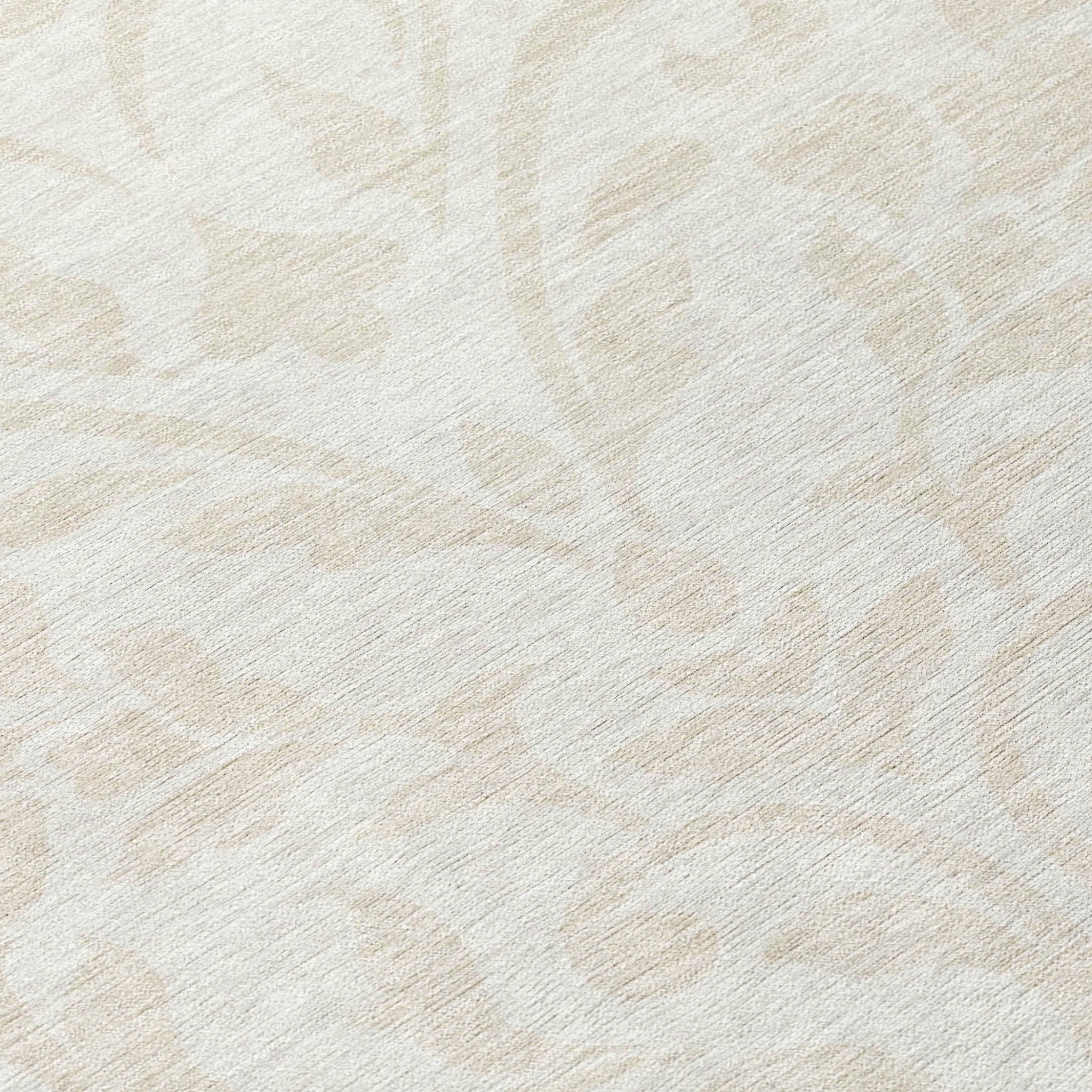 9' X 12' Ivory And Beige Floral Washable Indoor Outdoor Area Rug - Outdoor