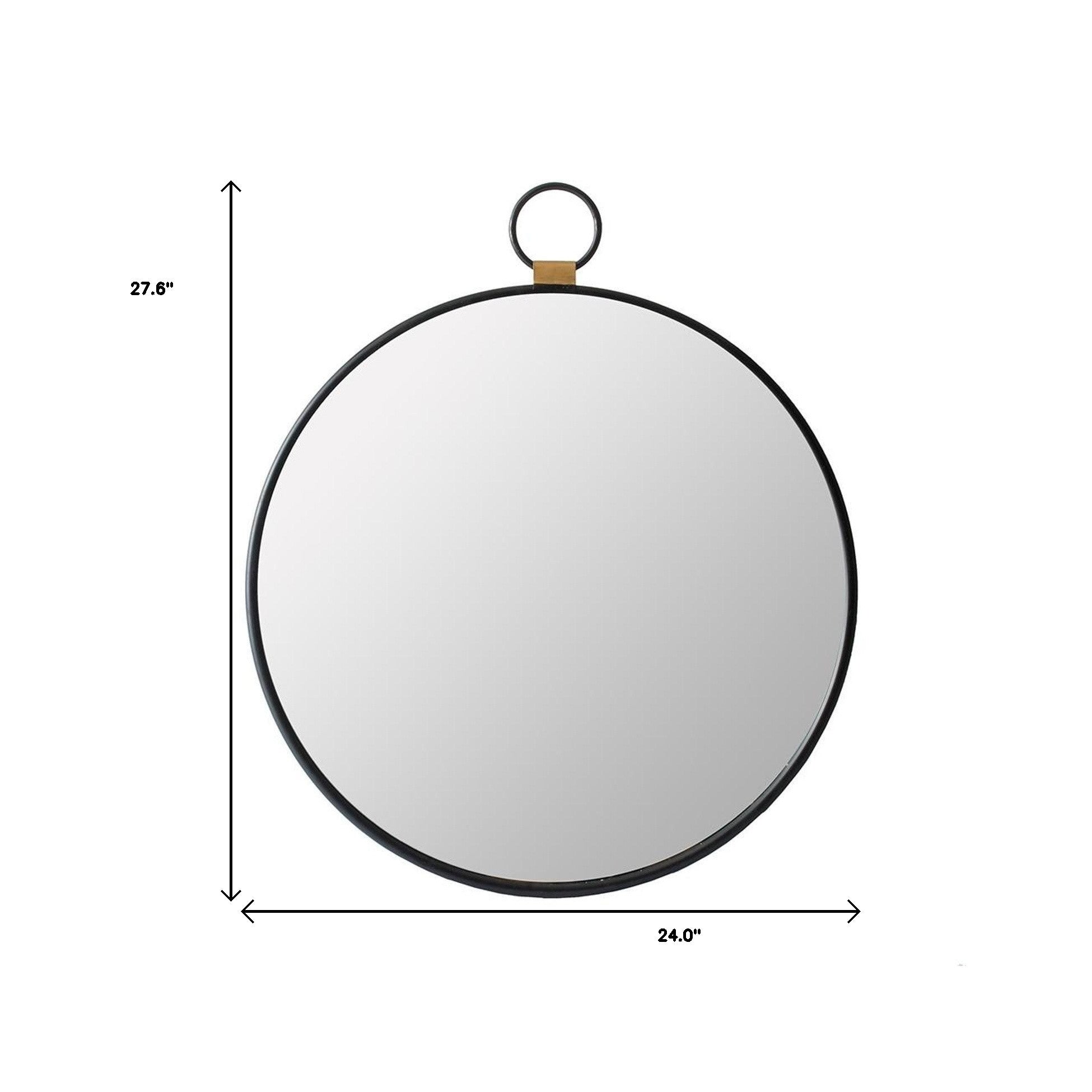 28" Black Round Iron Framed Accent Mirror - Bed & Bath