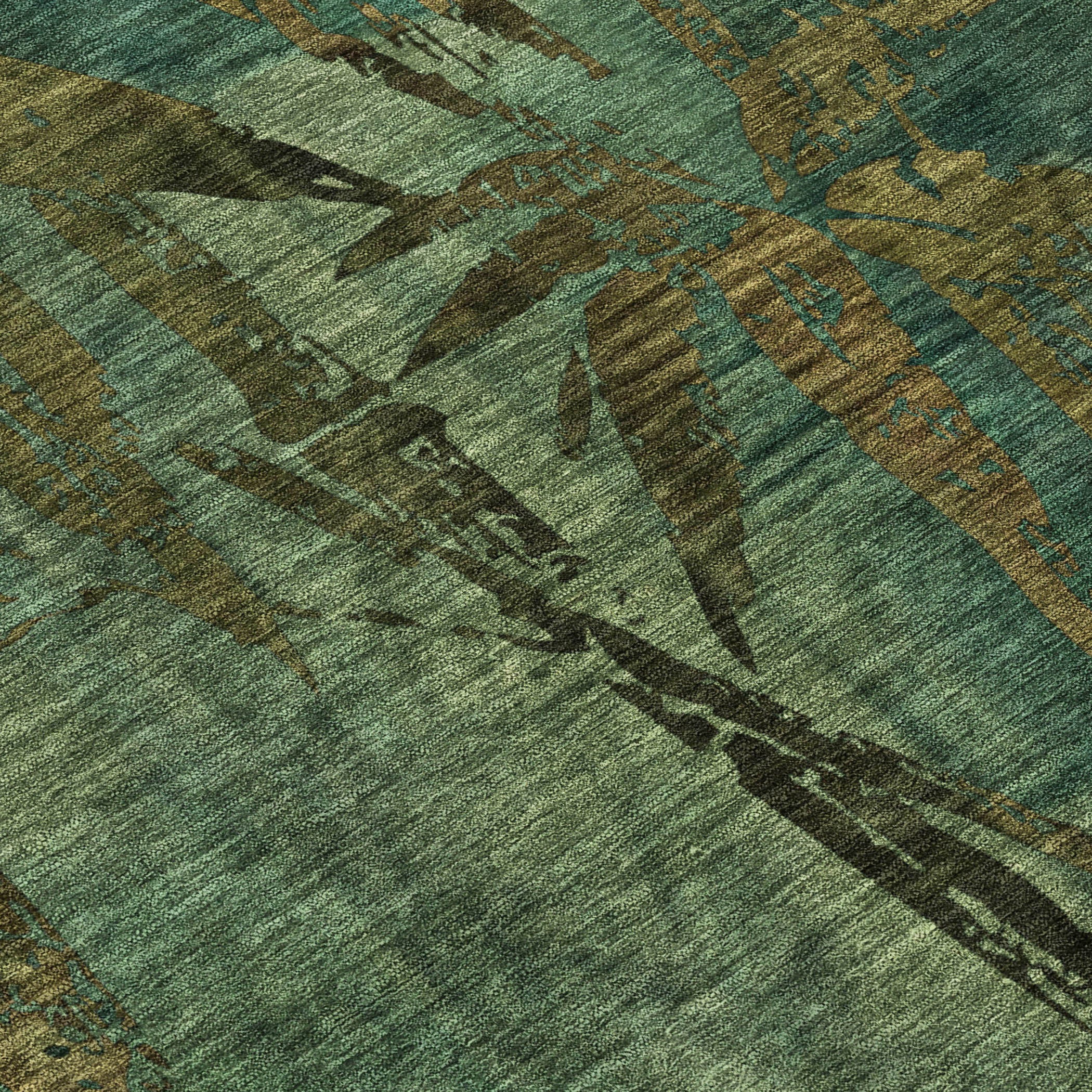 10' X 14' Green And Brown Botanical Leaves Washable Indoor Outdoor Area Rug - Sports & Outdoor