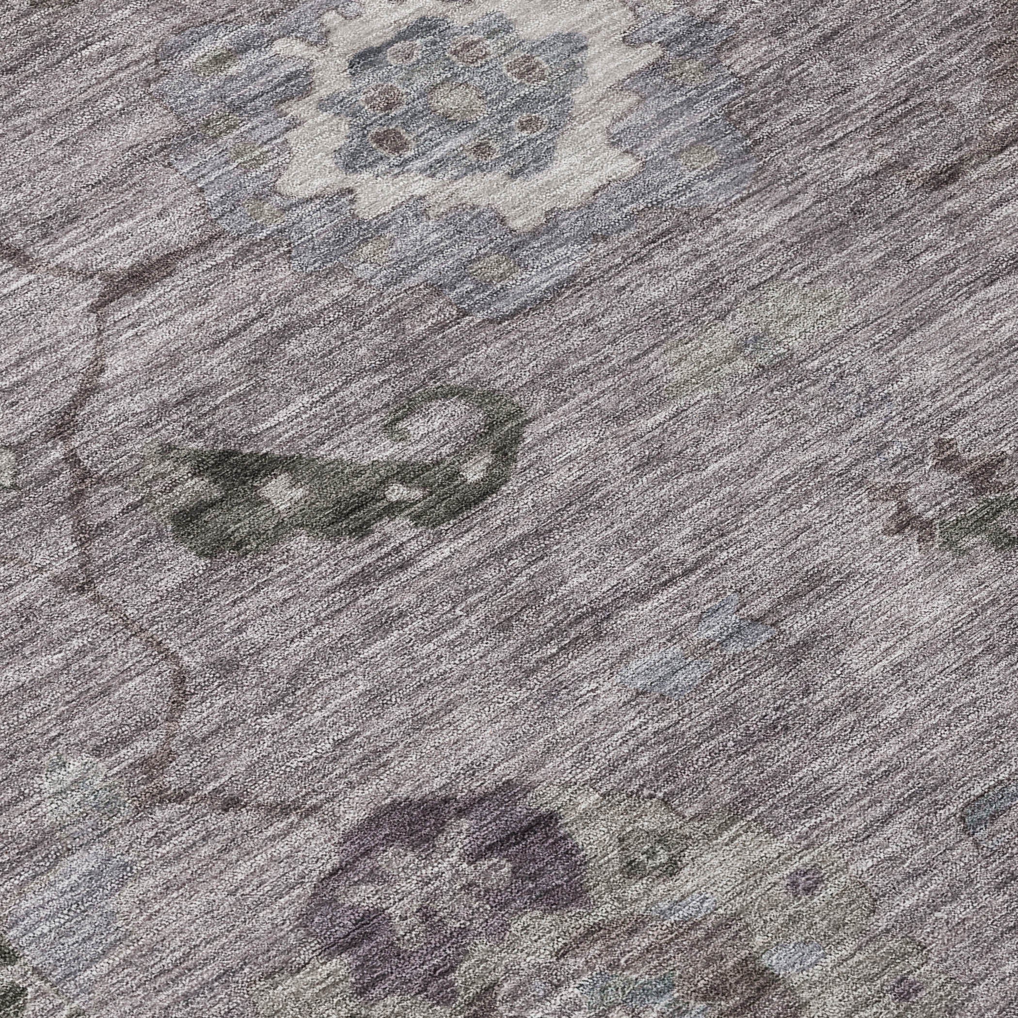 3' X 5' Pewter Gray And Silver Floral Medallion Washable Indoor Outdoor Area Rug - Sports & Outdoor