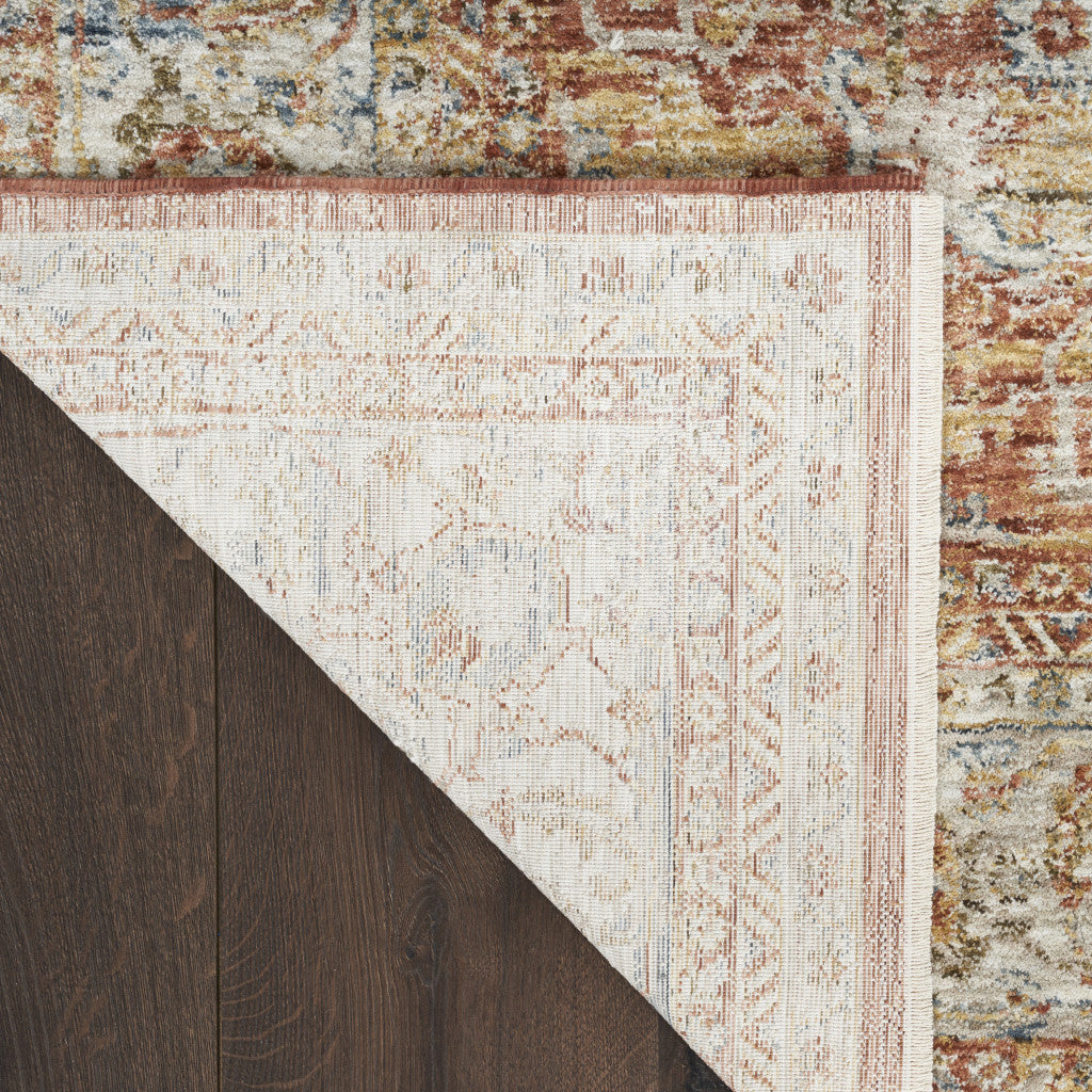 5' X 8' Ivory And Brown Floral Distressed Area Rug - Home & Garden