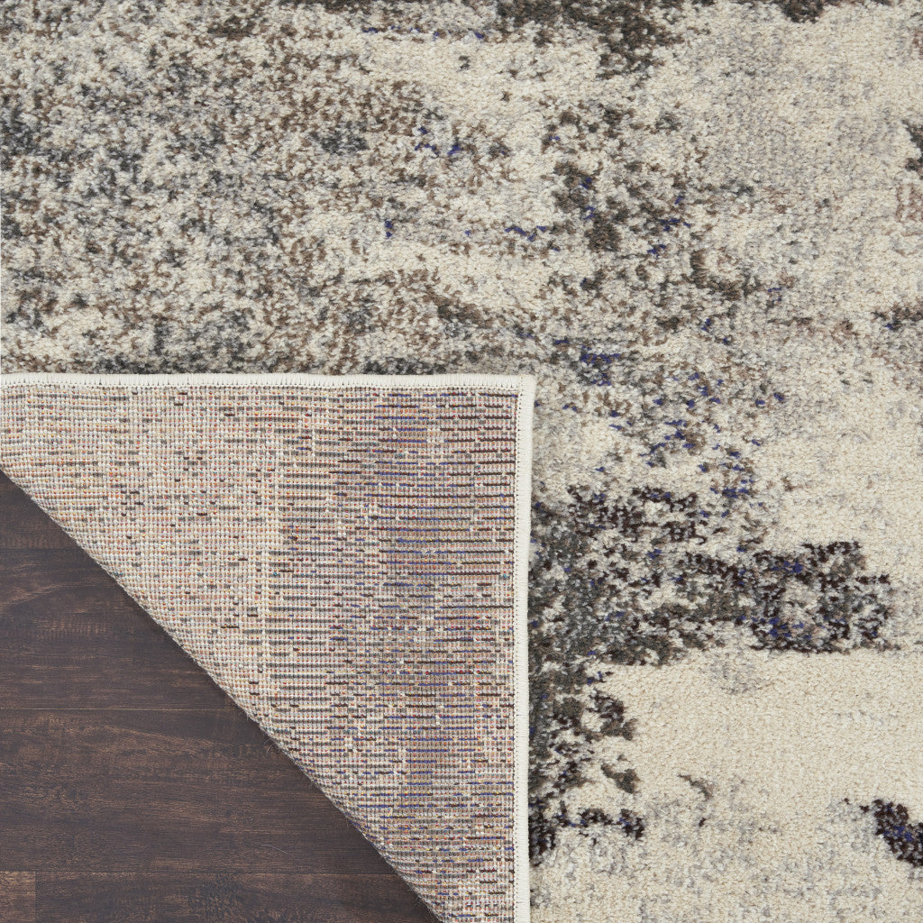 2' X 8' Ivory And Grey Abstract Power Loom Non Skid Runner Rug - Home Decor