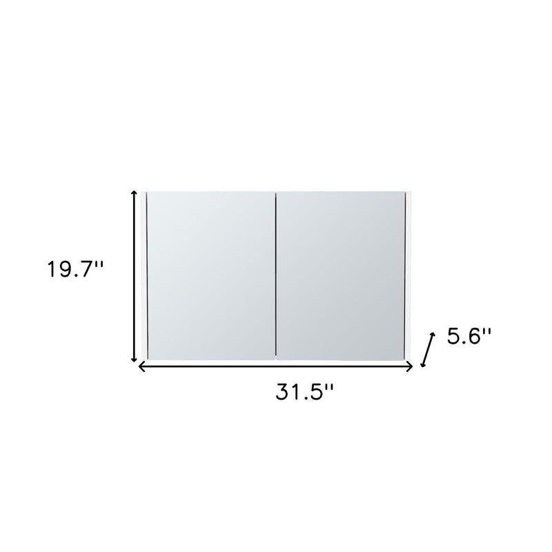 32" White Wood Wall Mounted Double Door Medicine Cabinet - Office