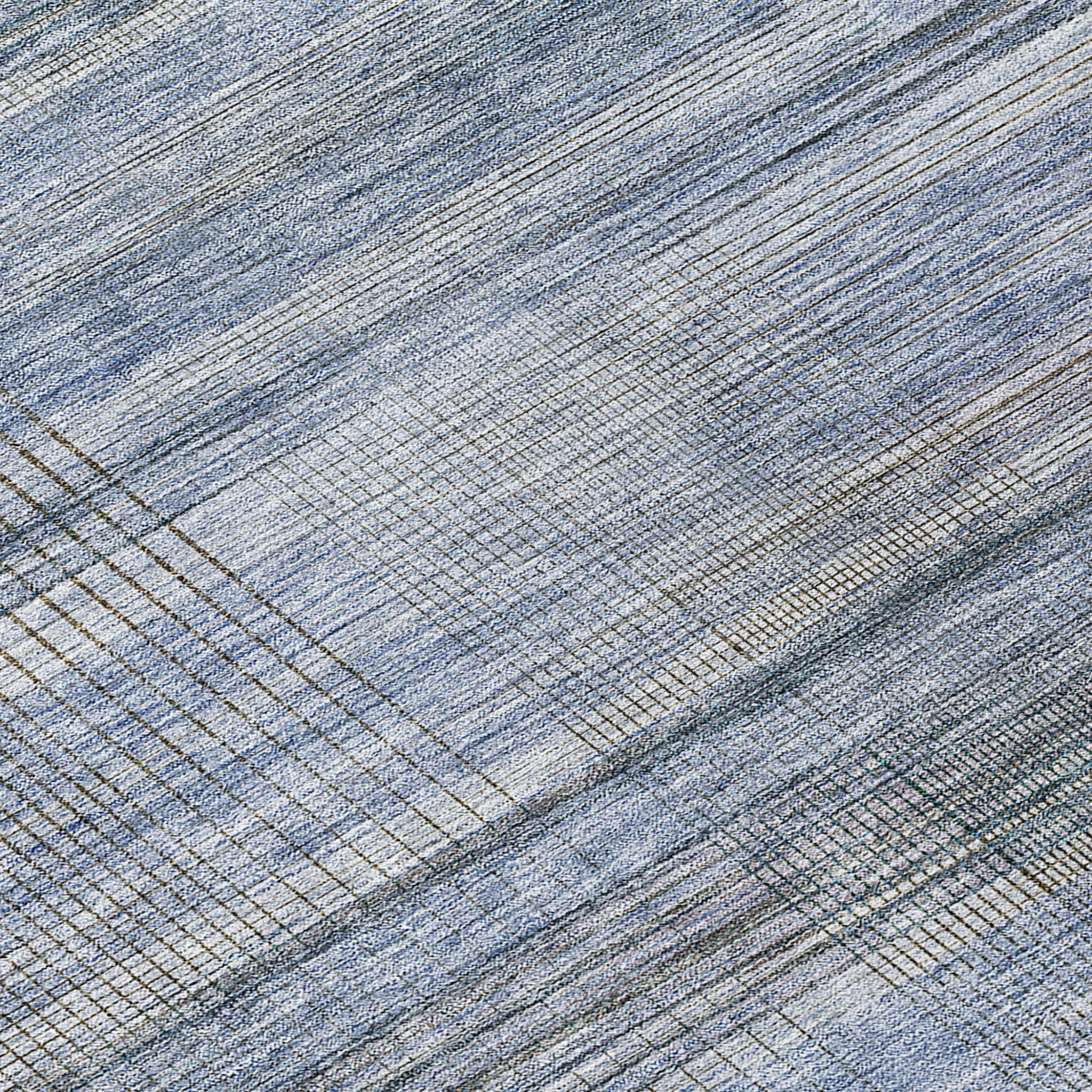 5' X 8' Denim Blue And Sky Blue Striped Washable Indoor Outdoor Area Rug - Sports & Outdoor