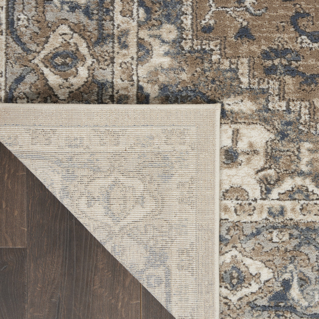 20' Beige And Gray Medallion Distressed Runner Rug - Home & Garden