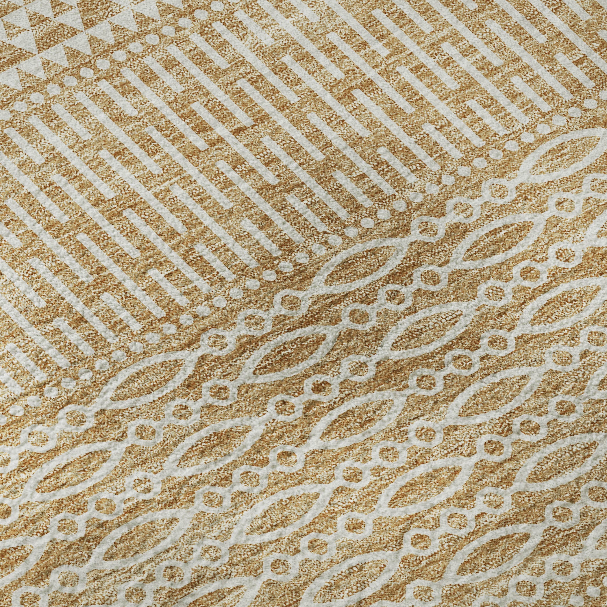 5' X 8' Gold And Ivory Striped Washable Area Rug With UV Protection - Home & Garden