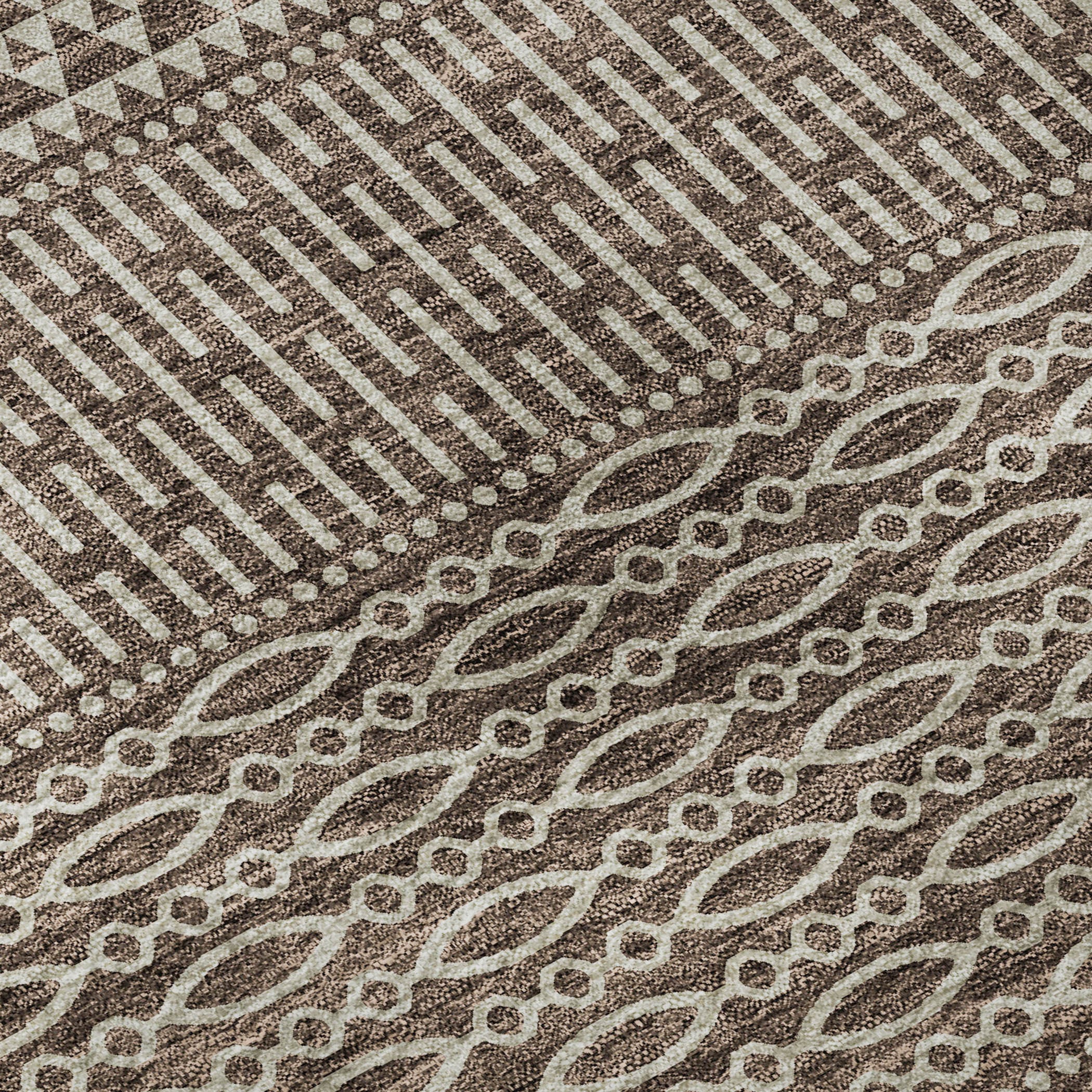 10' X 14' Brown And Beige Striped Washable Area Rug With UV Protection - Home & Garden