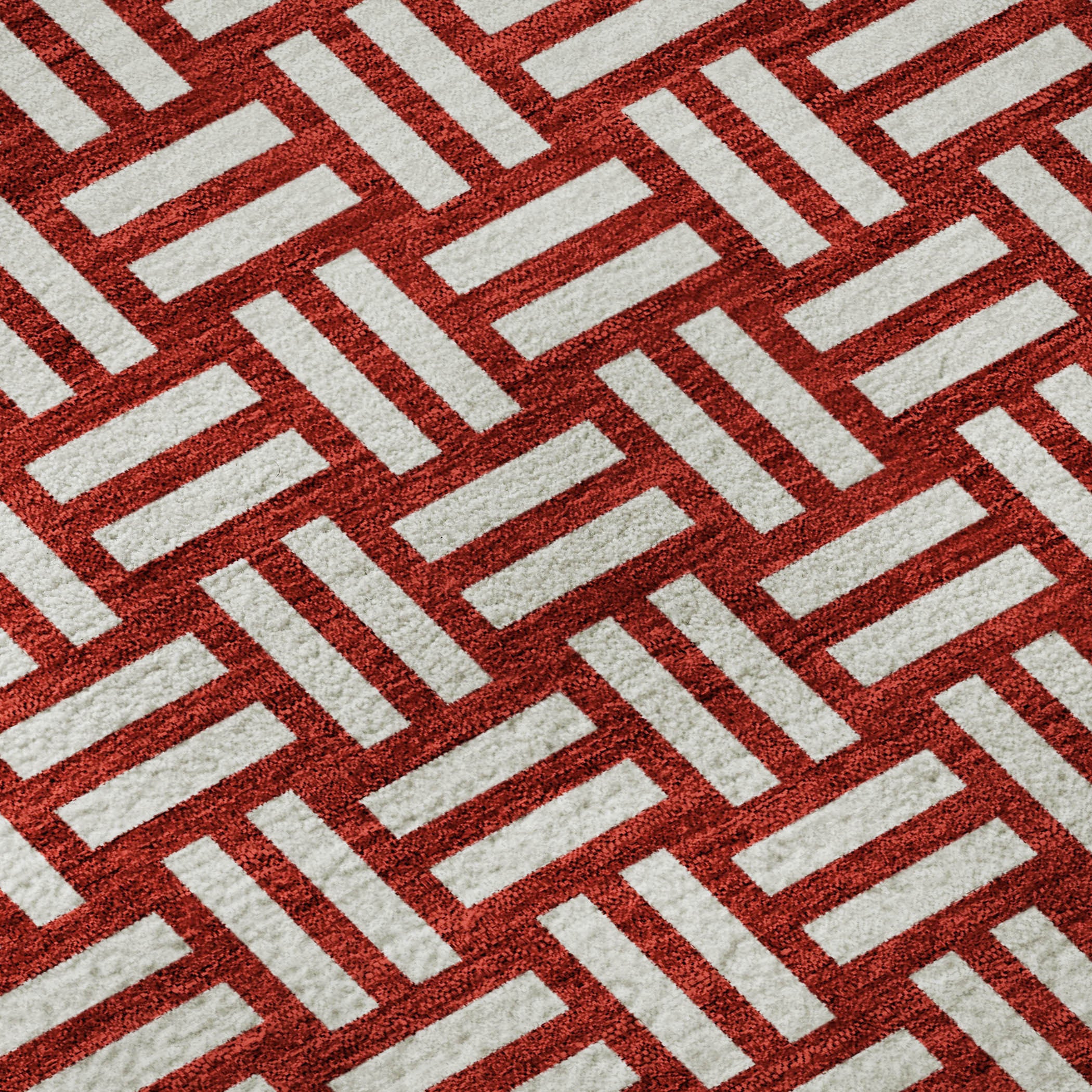 10' X 14' Red And Ivory Abstract Geometric Washable Area Rug With UV Protection - Home & Garden