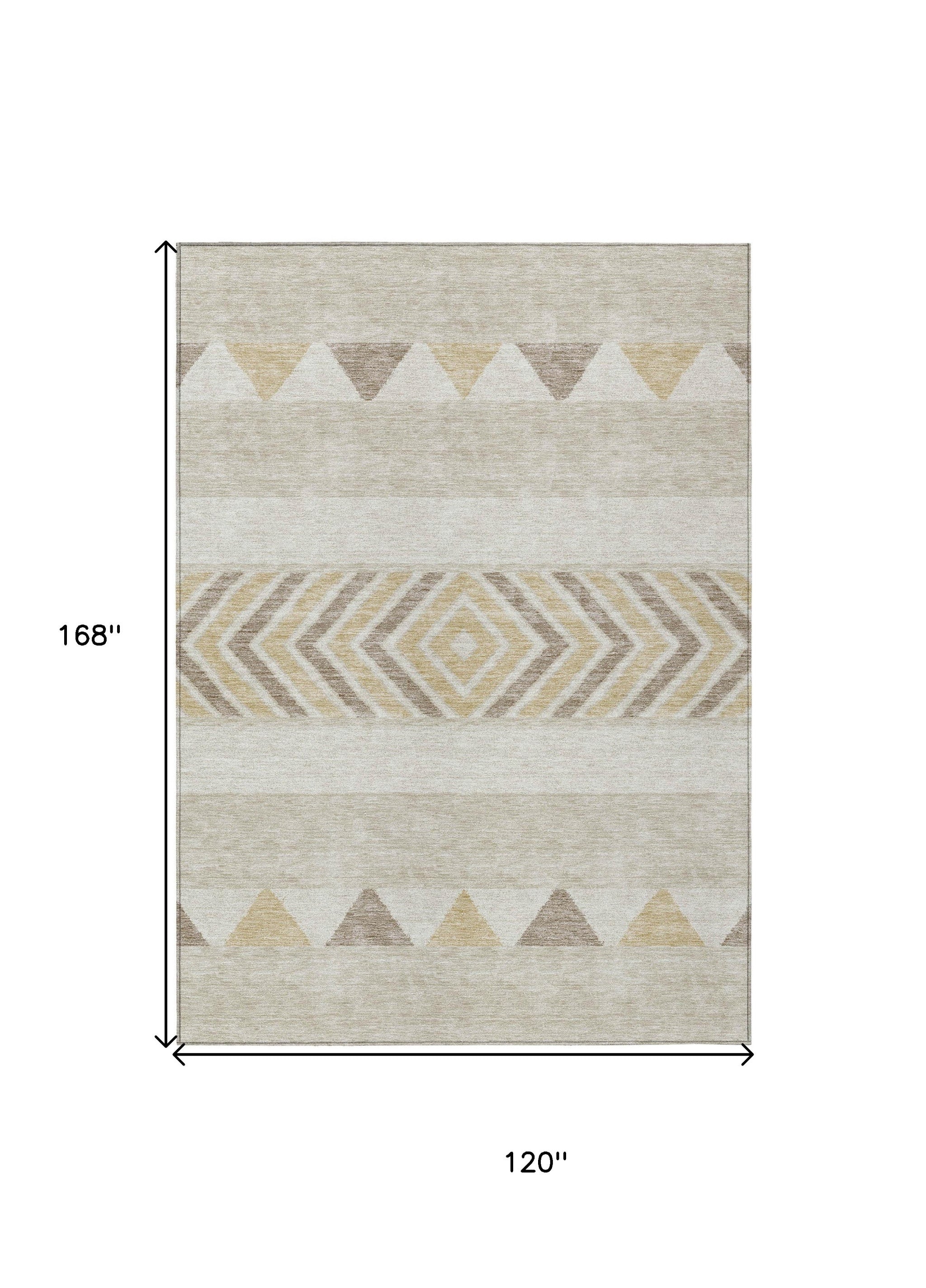 10' X 14' Beige Ivory And Taupe Southwestern Washable Indoor Outdoor Area Rug - Sports & Outdoor