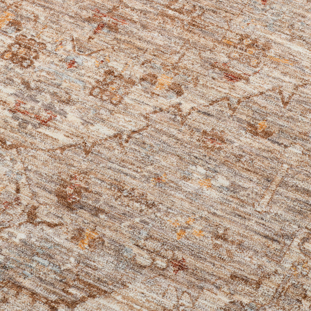 3' X 10' Beige And Brown Floral Medallion Runner Rug With Fringe - Home & Garden