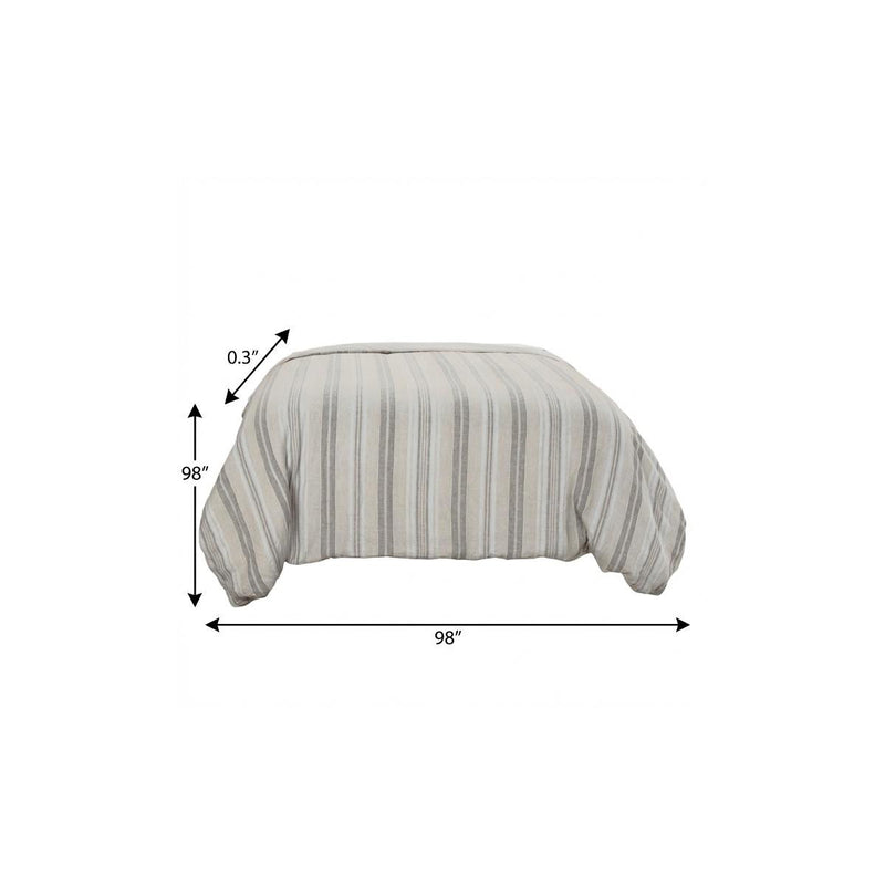 Natural Queen Linen Washable Polyester Duvet Cover - Bed & Bath