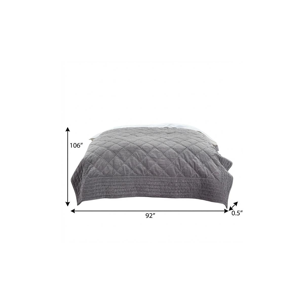 92" X 106" Gray Geometric Cotton Quilt - Bed & Bath