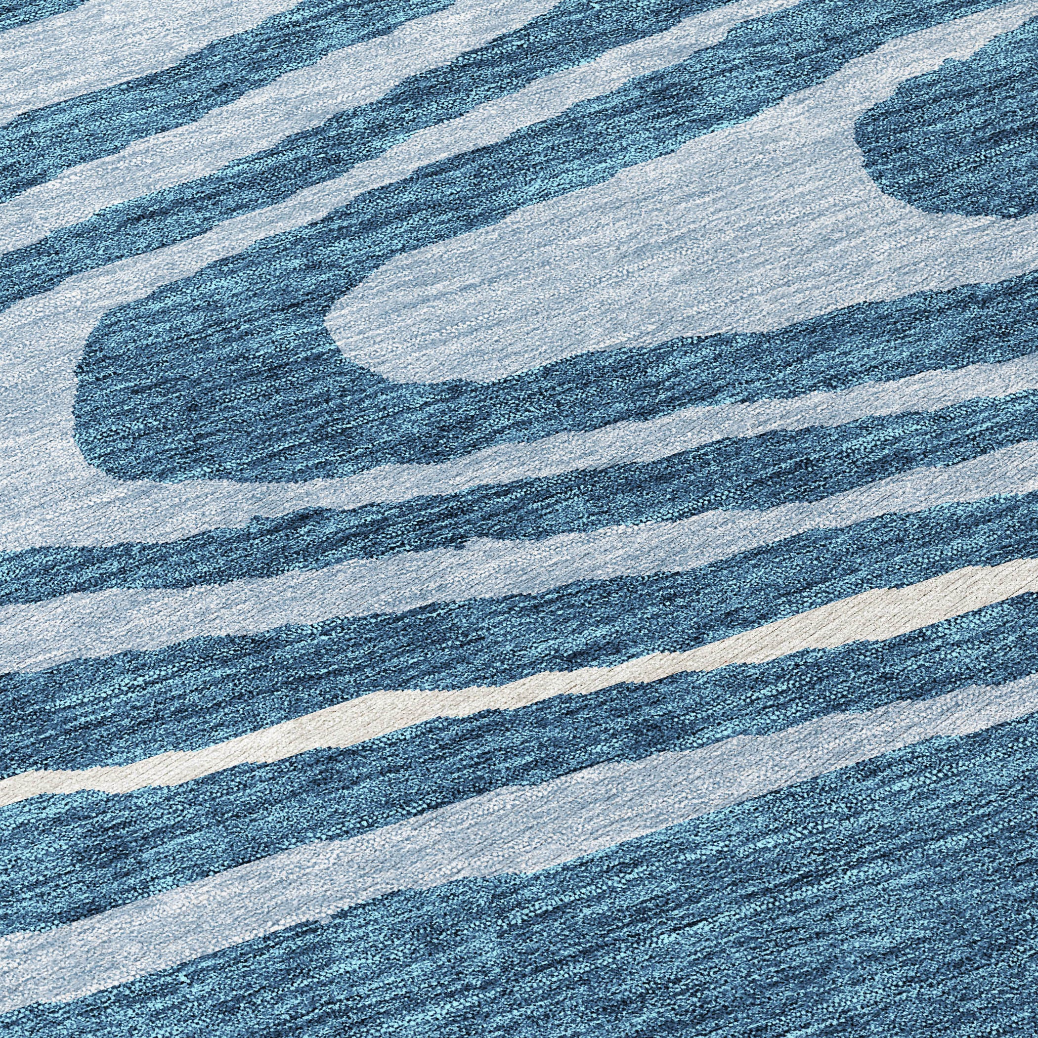 10' X 14' Navy Blue Denim Blue And Ivory Faux Bois Washable Indoor Outdoor Area Rug - Sports & Outdoor